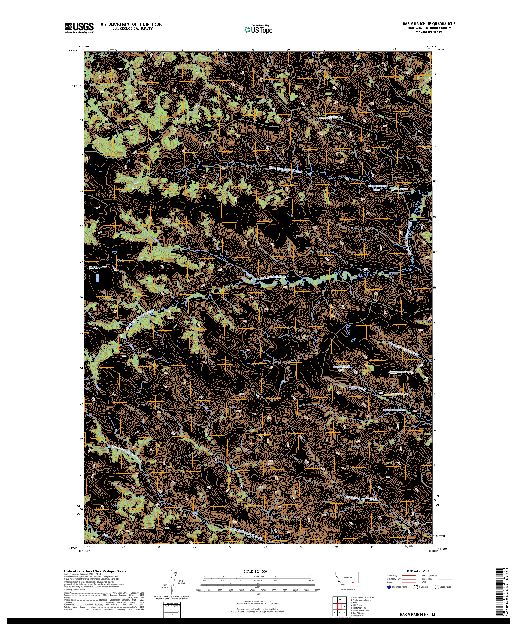 US TOPO 7.5-MINUTE MAP FOR BAR V RANCH NE, MT