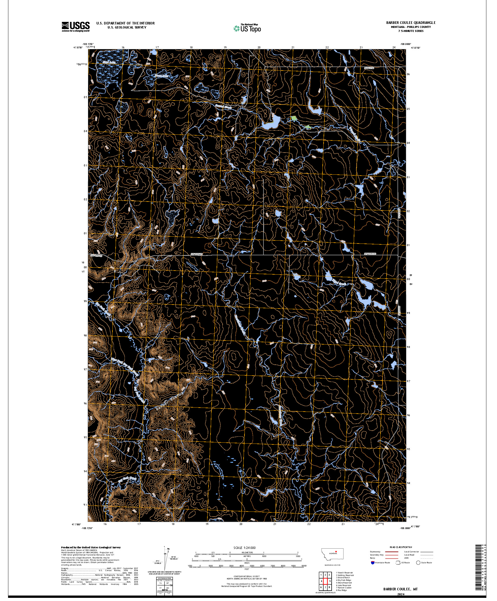 US TOPO 7.5-MINUTE MAP FOR BARBER COULEE, MT