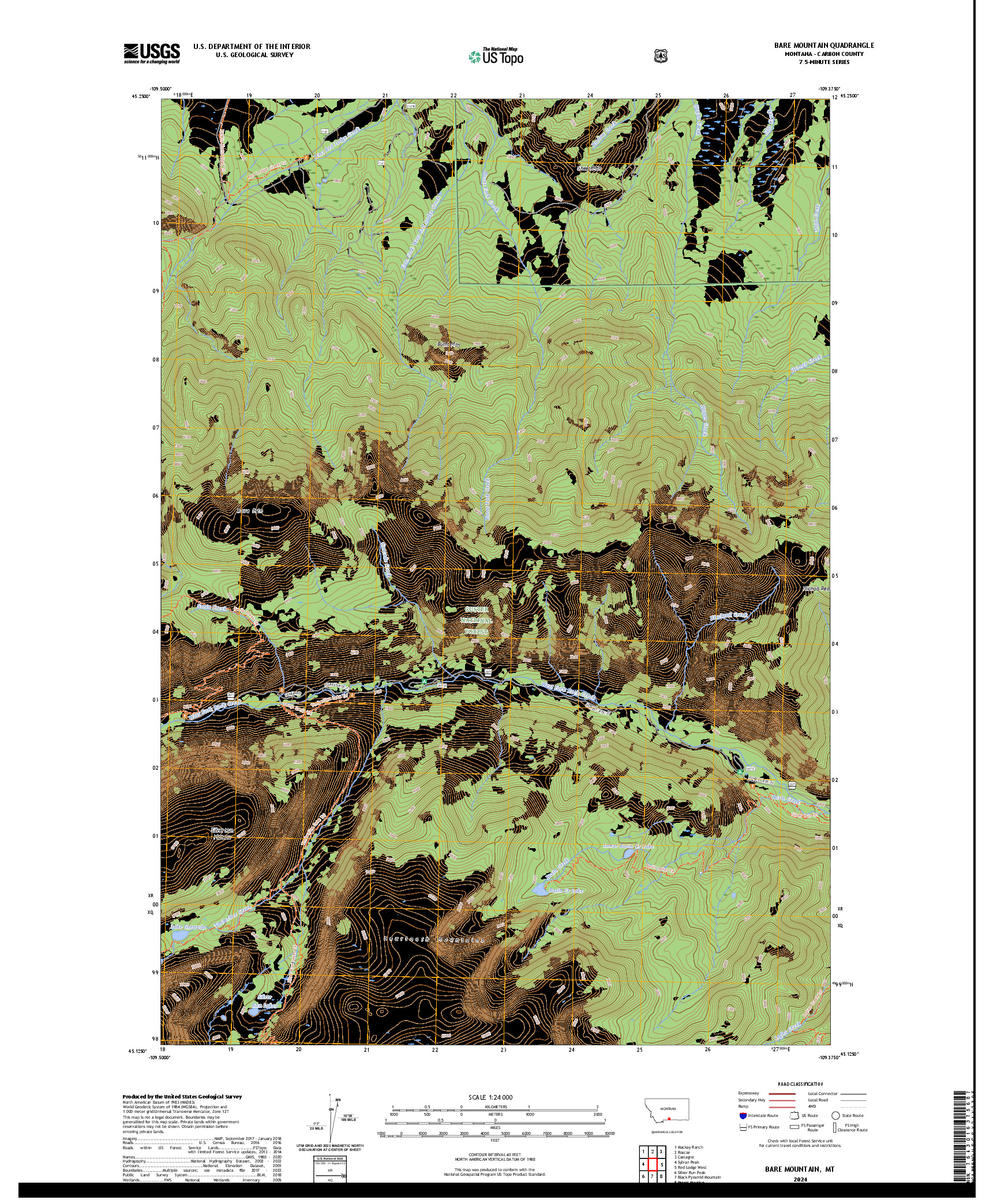 US TOPO 7.5-MINUTE MAP FOR BARE MOUNTAIN, MT