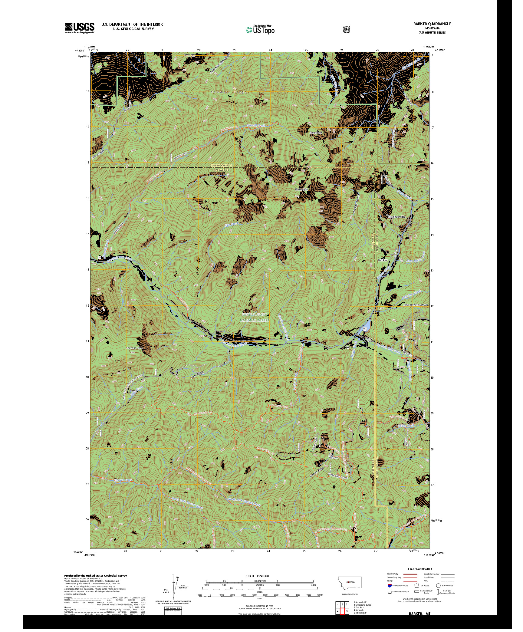 US TOPO 7.5-MINUTE MAP FOR BARKER, MT