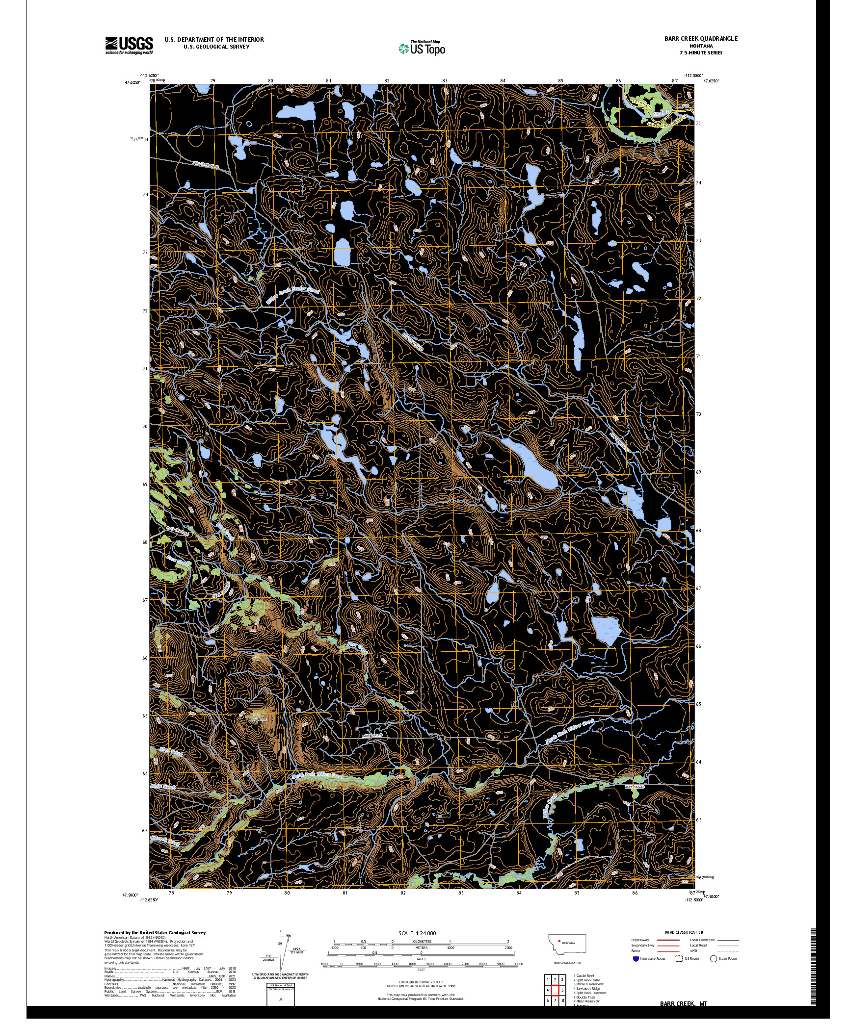 US TOPO 7.5-MINUTE MAP FOR BARR CREEK, MT