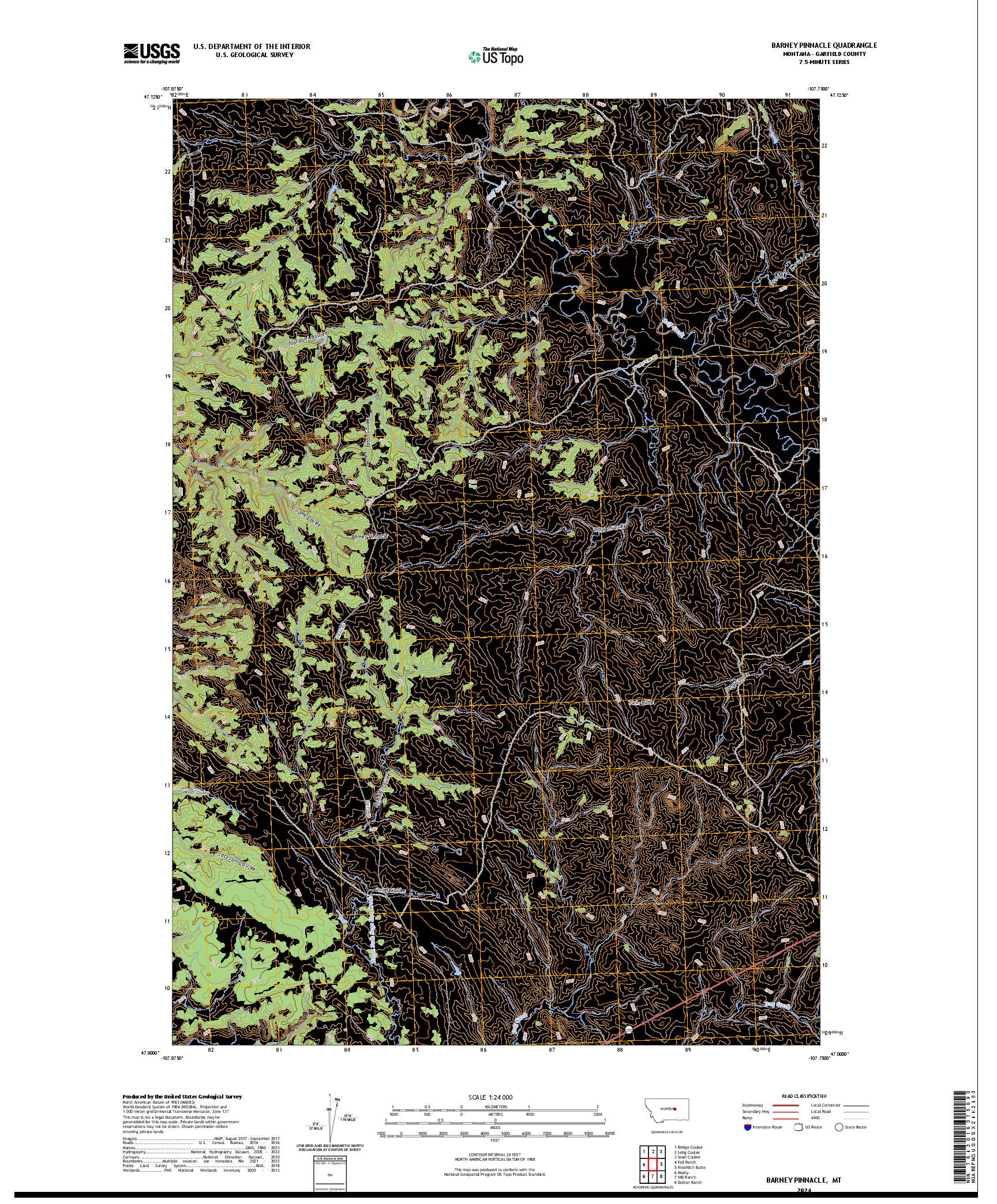 US TOPO 7.5-MINUTE MAP FOR BARNEY PINNACLE, MT
