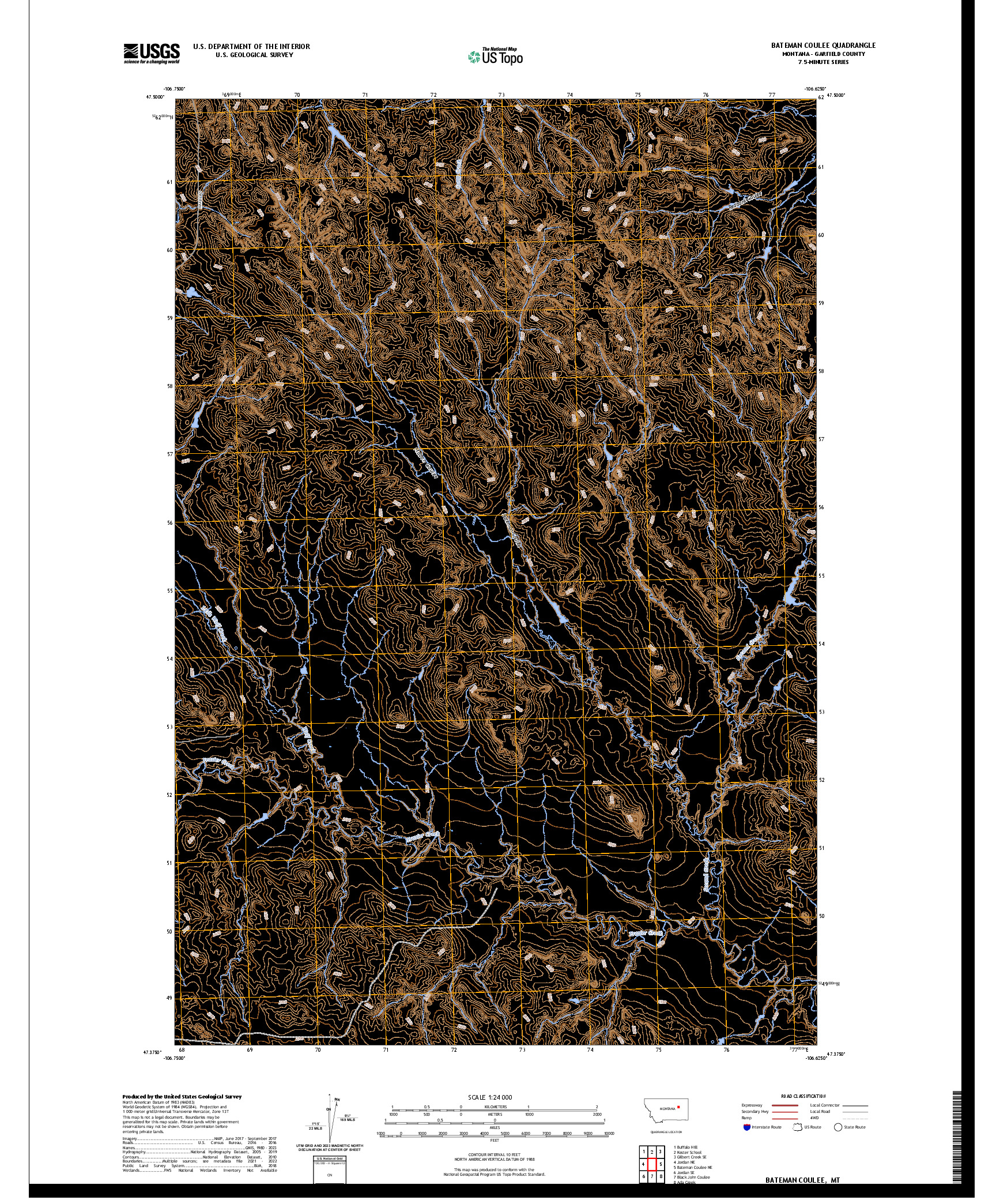 US TOPO 7.5-MINUTE MAP FOR BATEMAN COULEE, MT