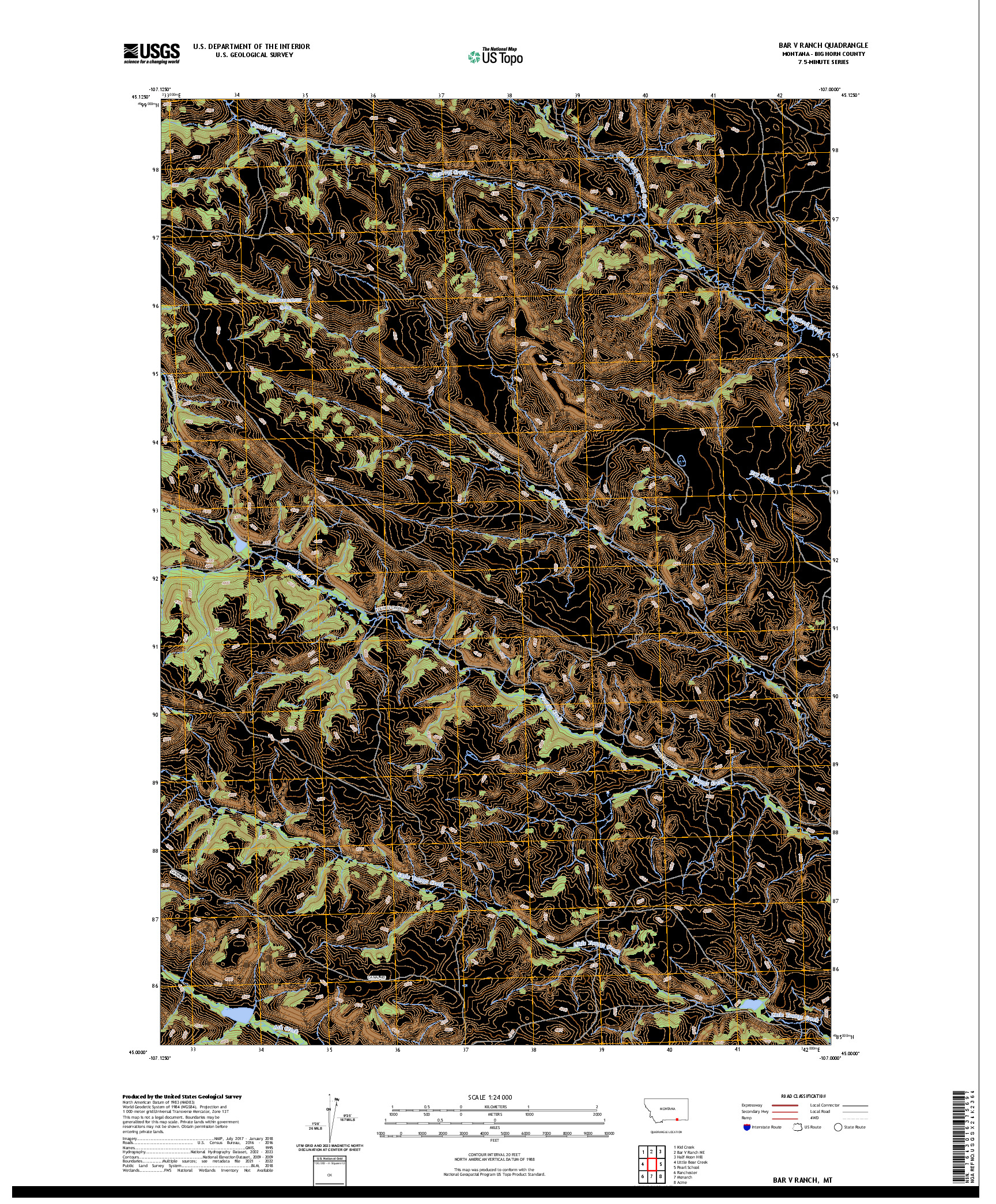 US TOPO 7.5-MINUTE MAP FOR BAR V RANCH, MT