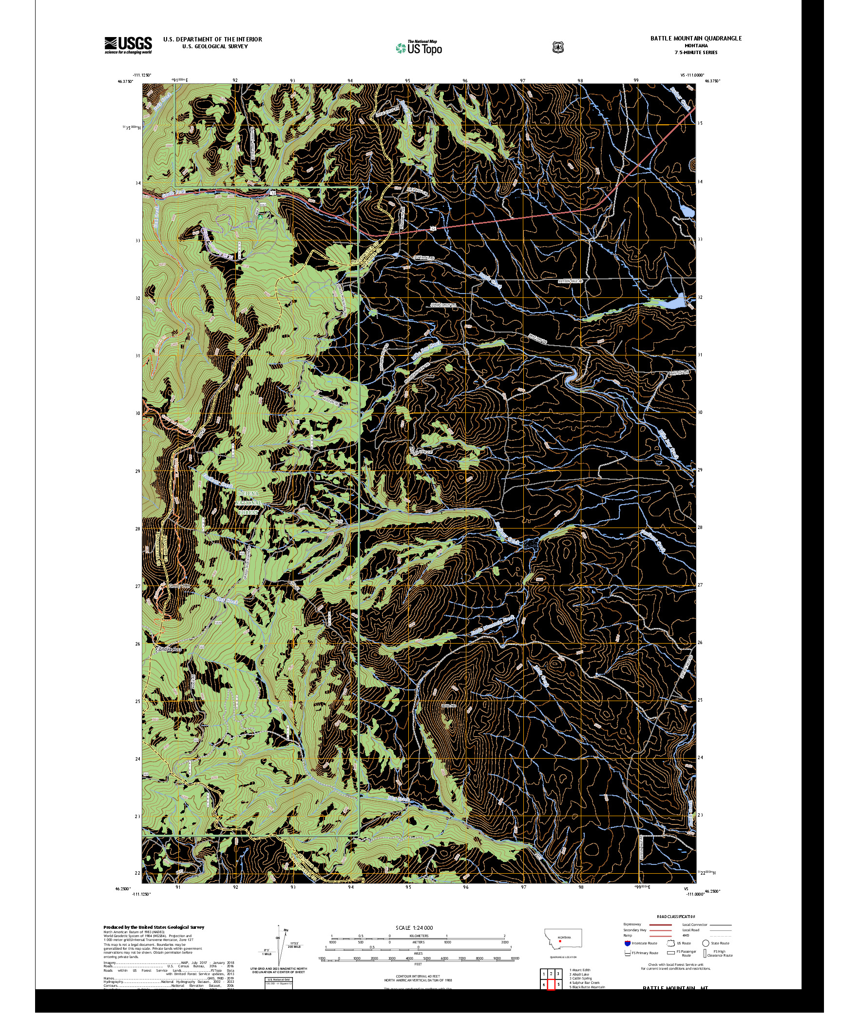 US TOPO 7.5-MINUTE MAP FOR BATTLE MOUNTAIN, MT