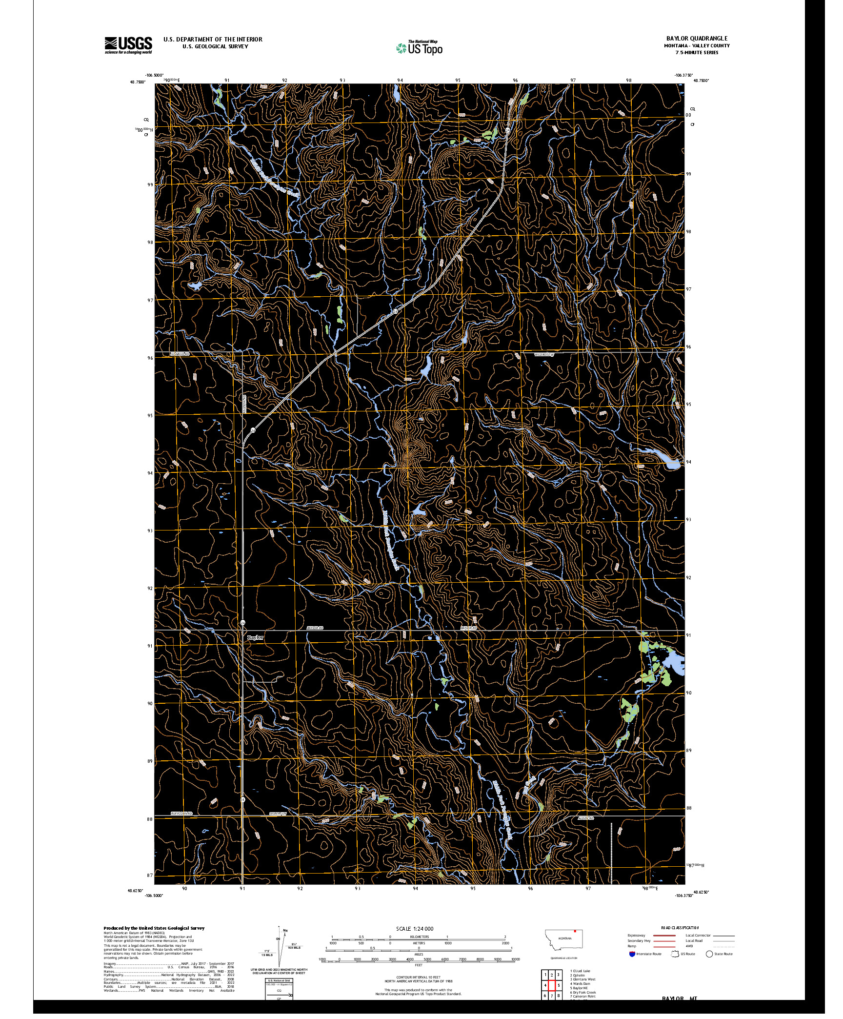 US TOPO 7.5-MINUTE MAP FOR BAYLOR, MT