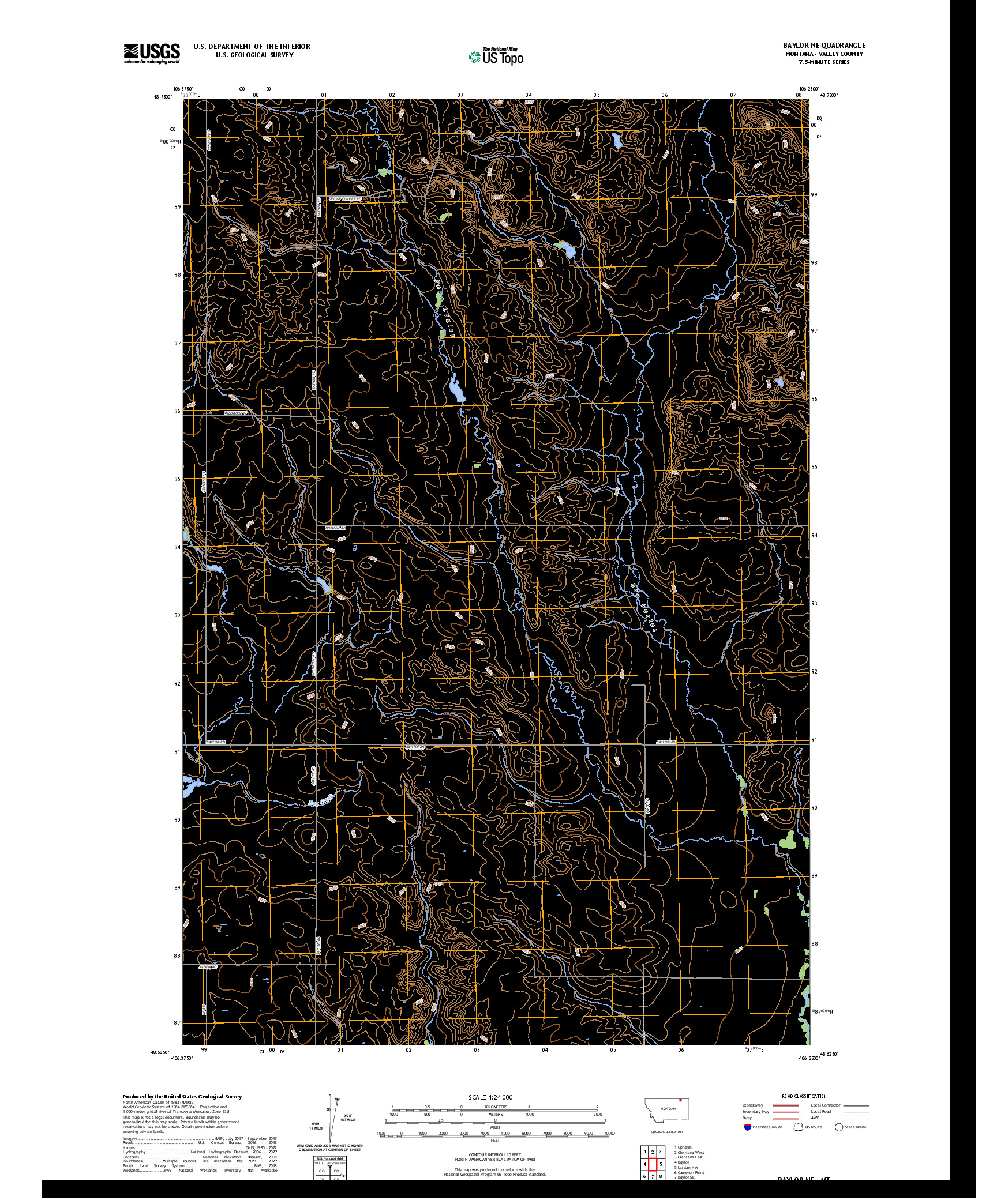 US TOPO 7.5-MINUTE MAP FOR BAYLOR NE, MT