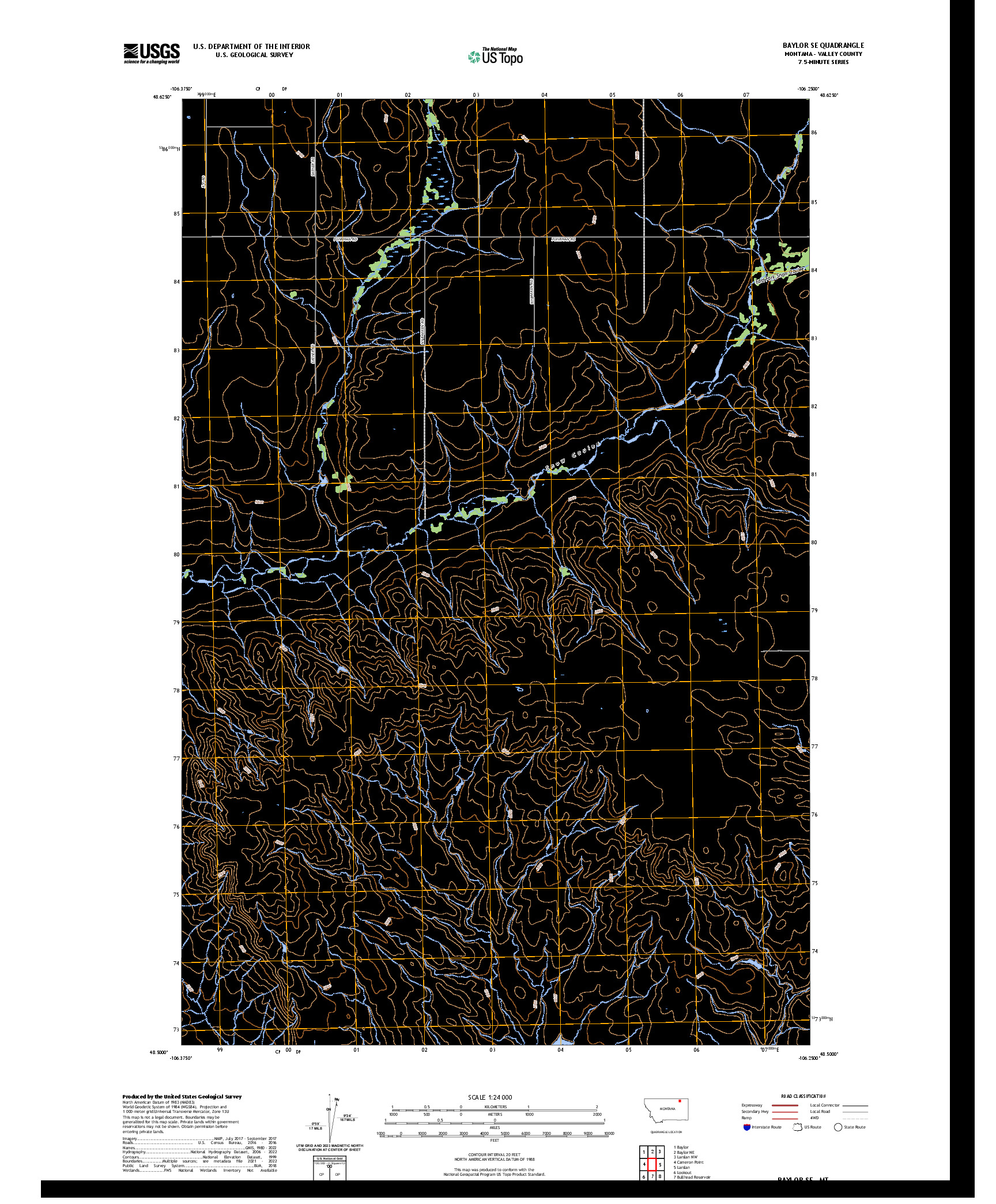 US TOPO 7.5-MINUTE MAP FOR BAYLOR SE, MT