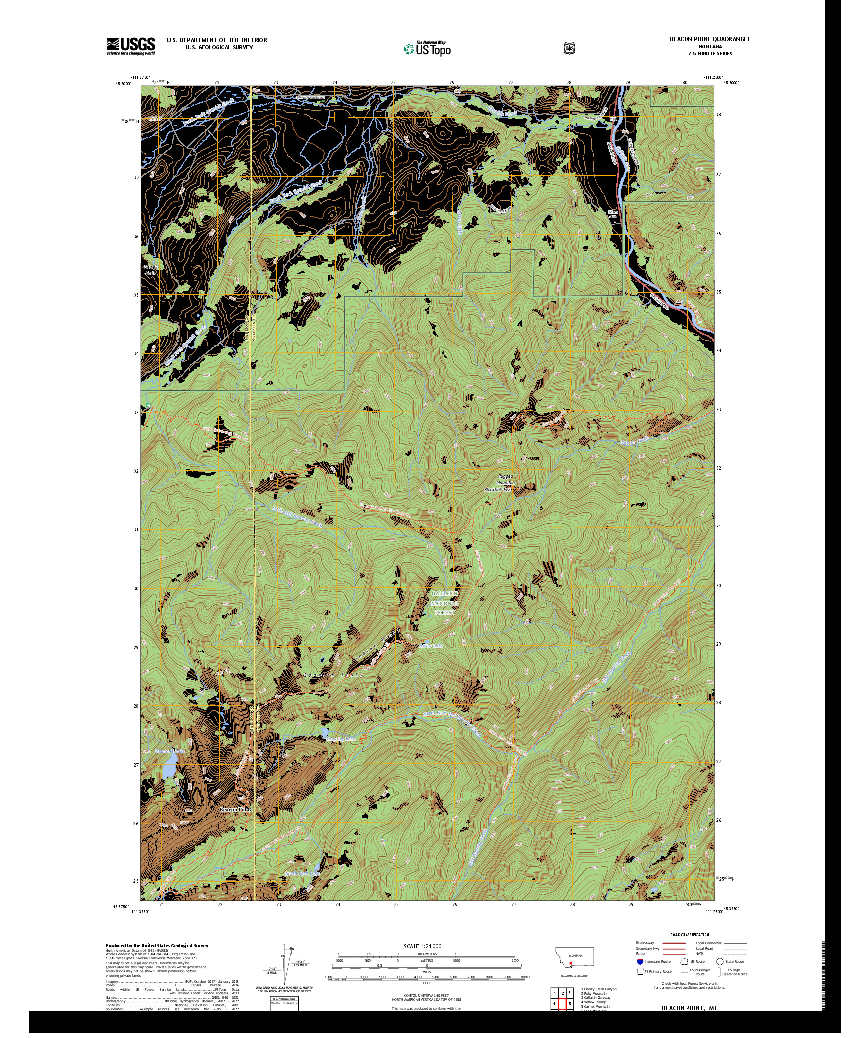 US TOPO 7.5-MINUTE MAP FOR BEACON POINT, MT