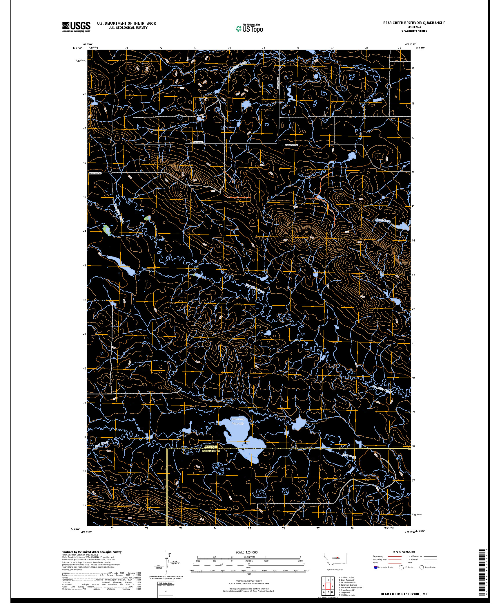 US TOPO 7.5-MINUTE MAP FOR BEAR CREEK RESERVOIR, MT