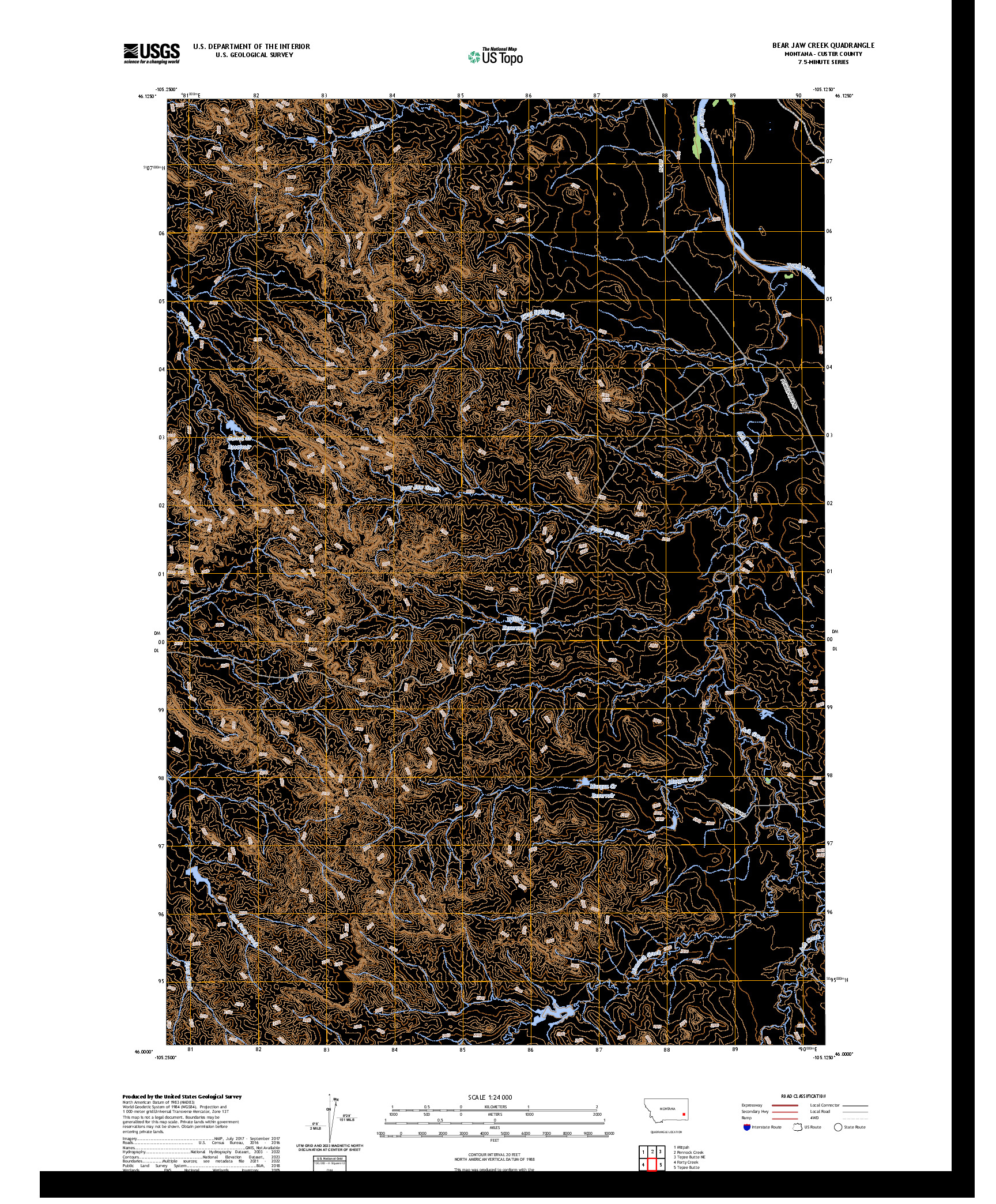US TOPO 7.5-MINUTE MAP FOR BEAR JAW CREEK, MT