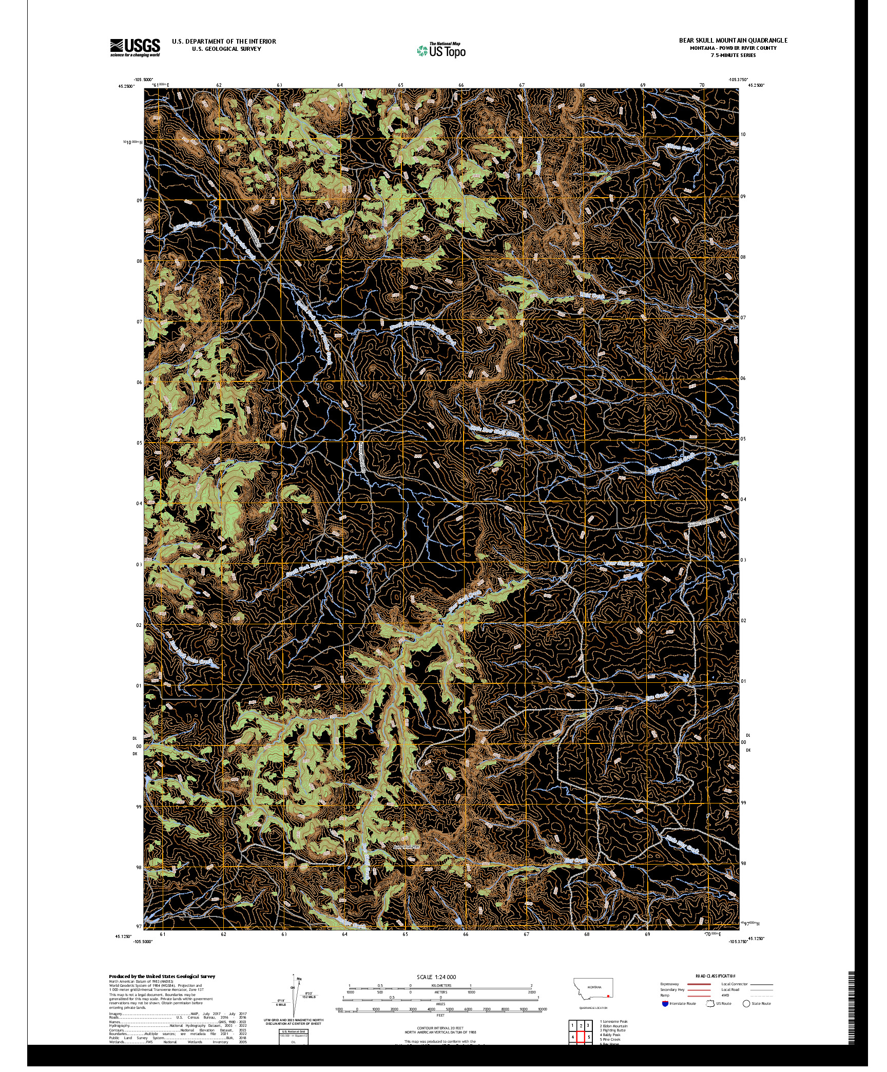 US TOPO 7.5-MINUTE MAP FOR BEAR SKULL MOUNTAIN, MT