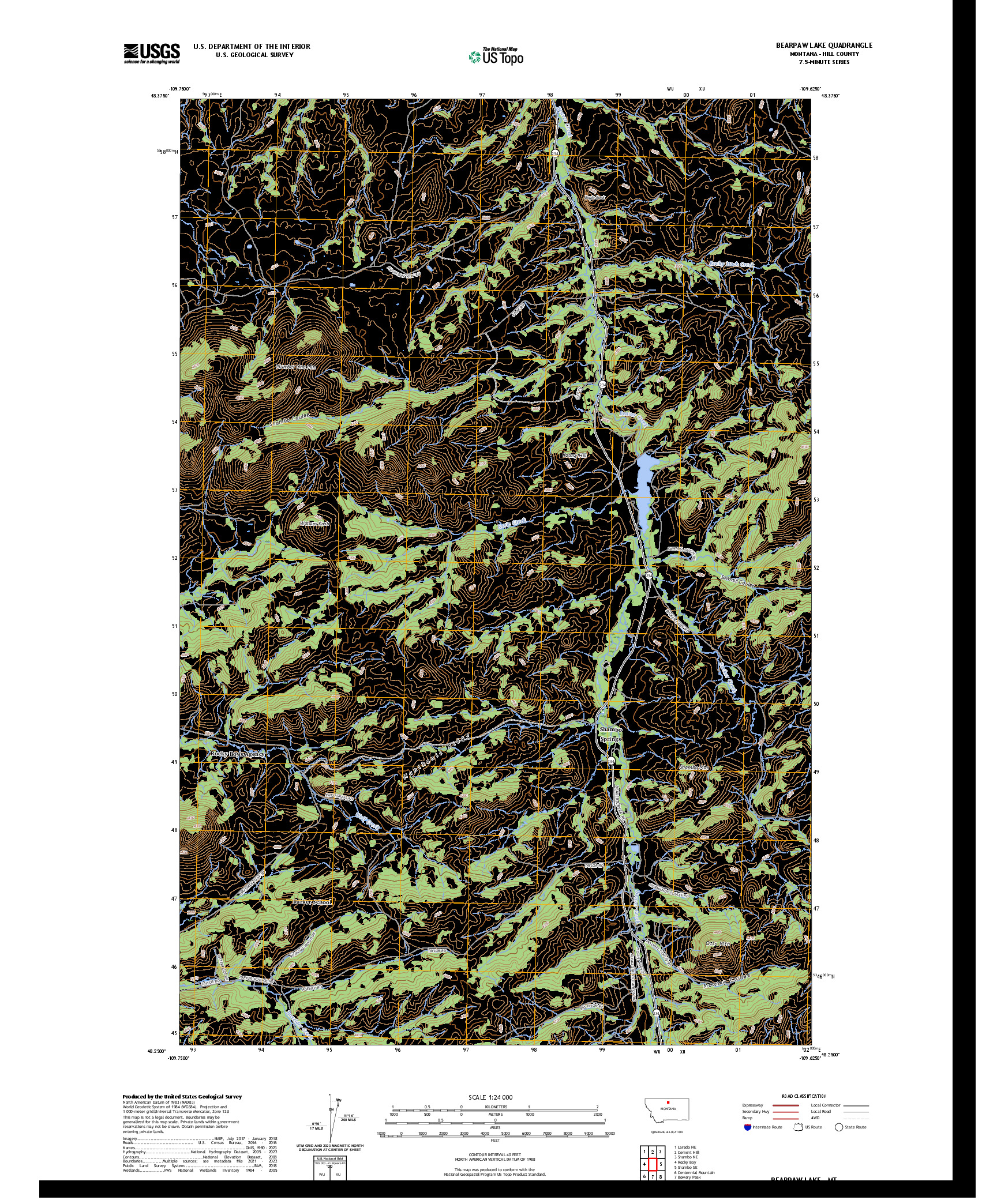US TOPO 7.5-MINUTE MAP FOR BEARPAW LAKE, MT