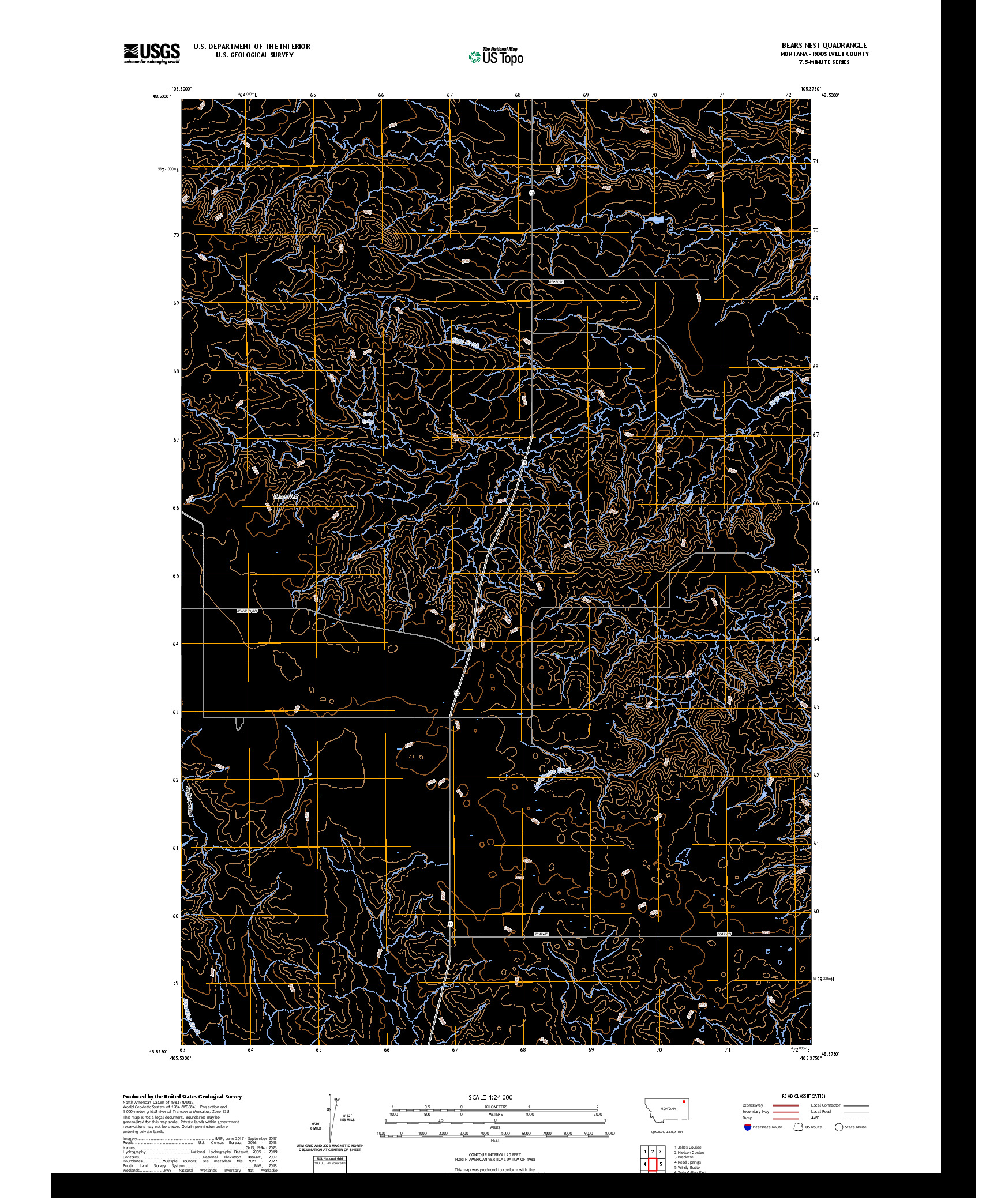 US TOPO 7.5-MINUTE MAP FOR BEARS NEST, MT