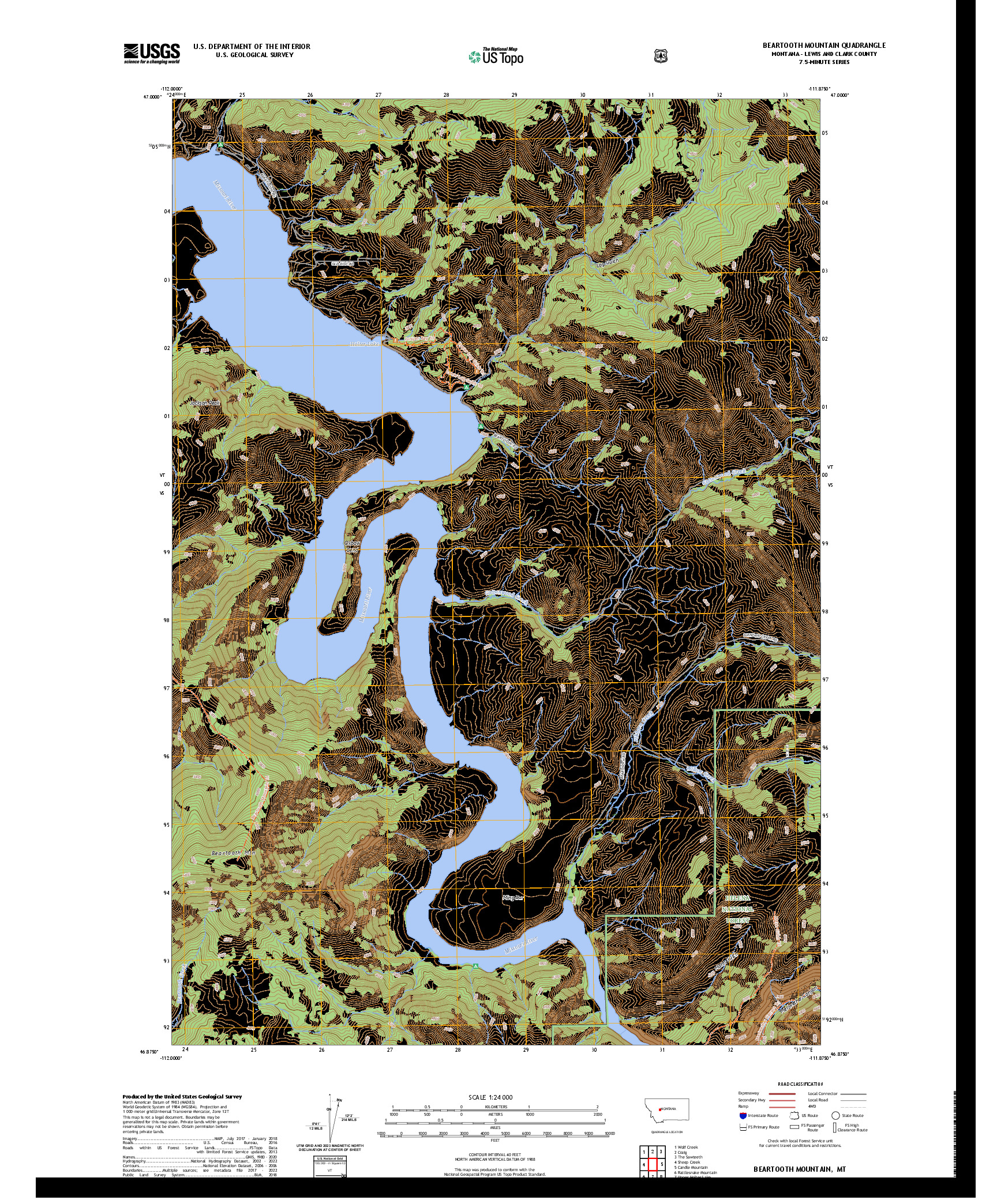 US TOPO 7.5-MINUTE MAP FOR BEARTOOTH MOUNTAIN, MT