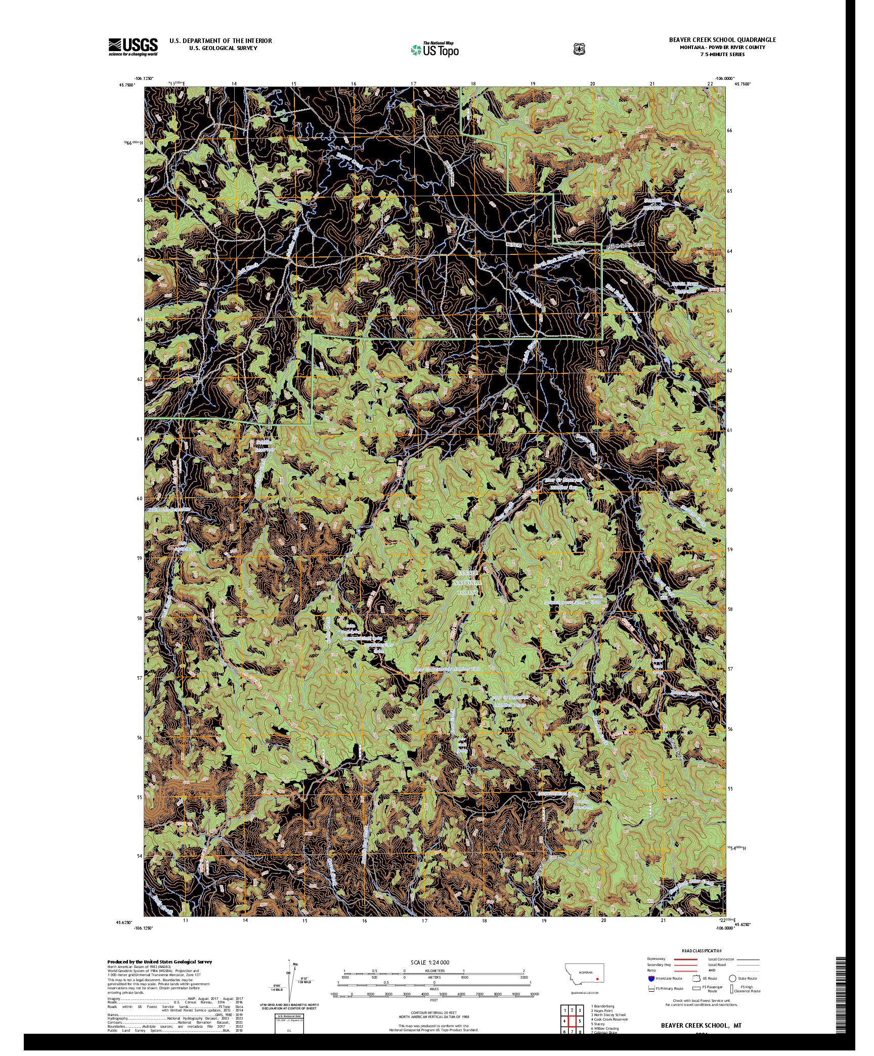 US TOPO 7.5-MINUTE MAP FOR BEAVER CREEK SCHOOL, MT