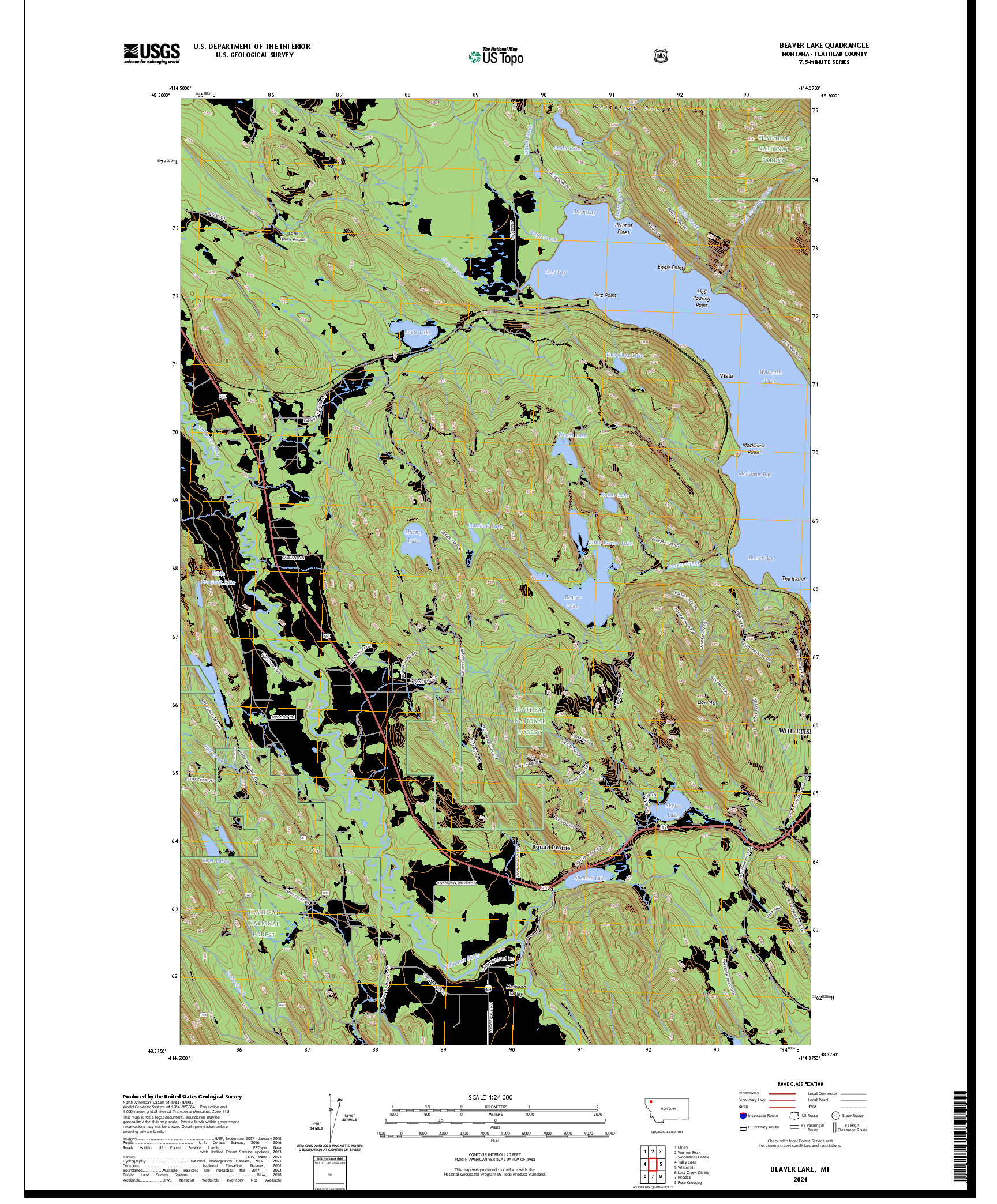 US TOPO 7.5-MINUTE MAP FOR BEAVER LAKE, MT