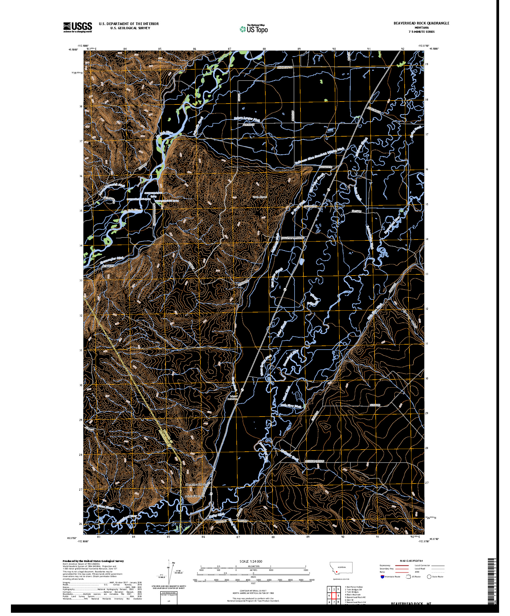 US TOPO 7.5-MINUTE MAP FOR BEAVERHEAD ROCK, MT