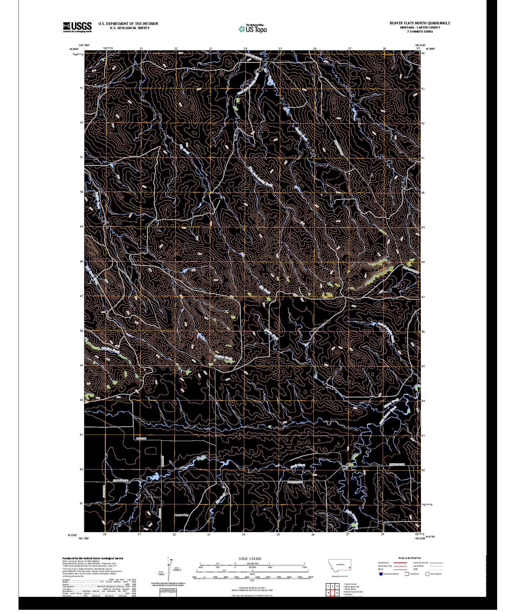 US TOPO 7.5-MINUTE MAP FOR BEAVER FLATS NORTH, MT