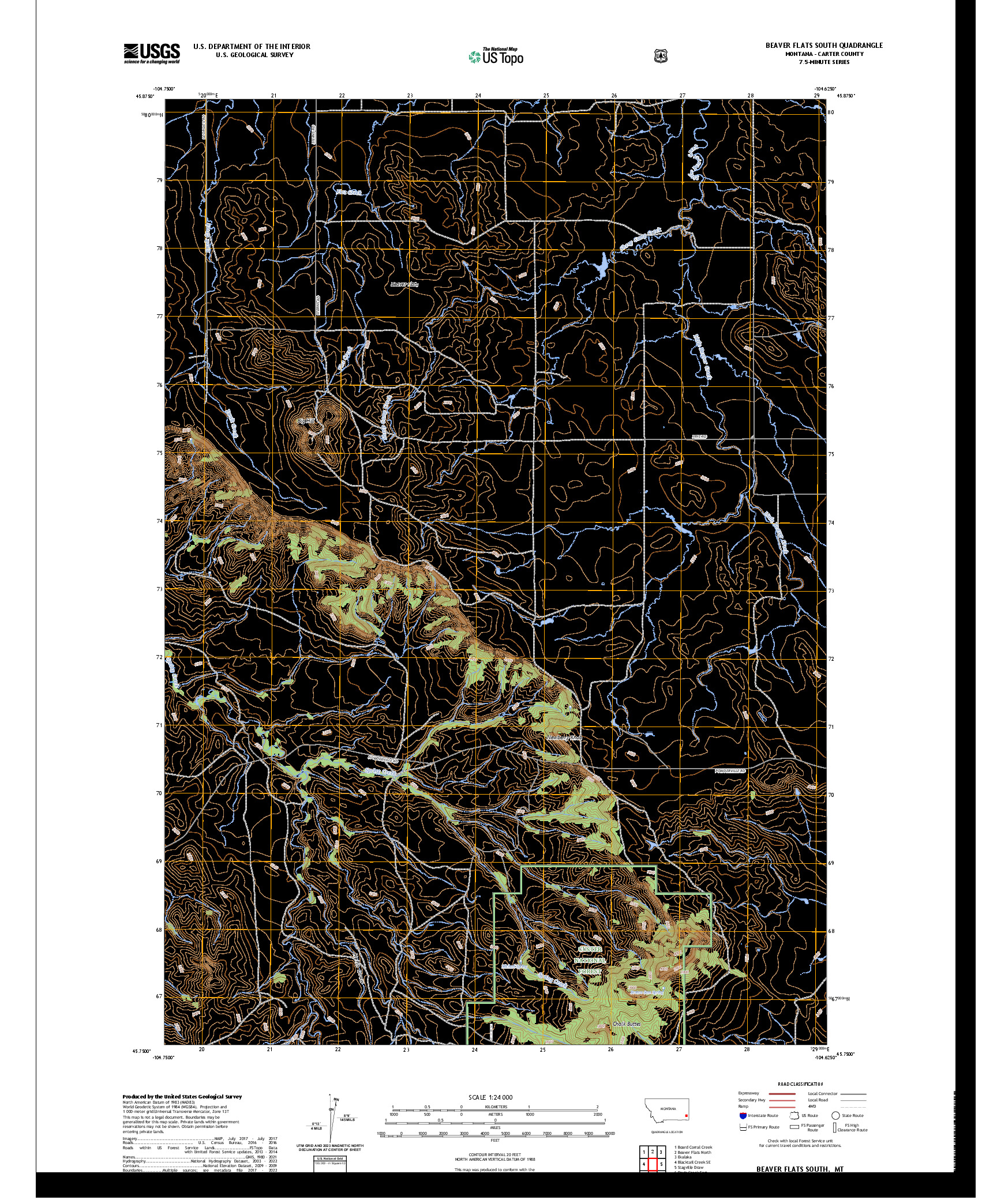 US TOPO 7.5-MINUTE MAP FOR BEAVER FLATS SOUTH, MT