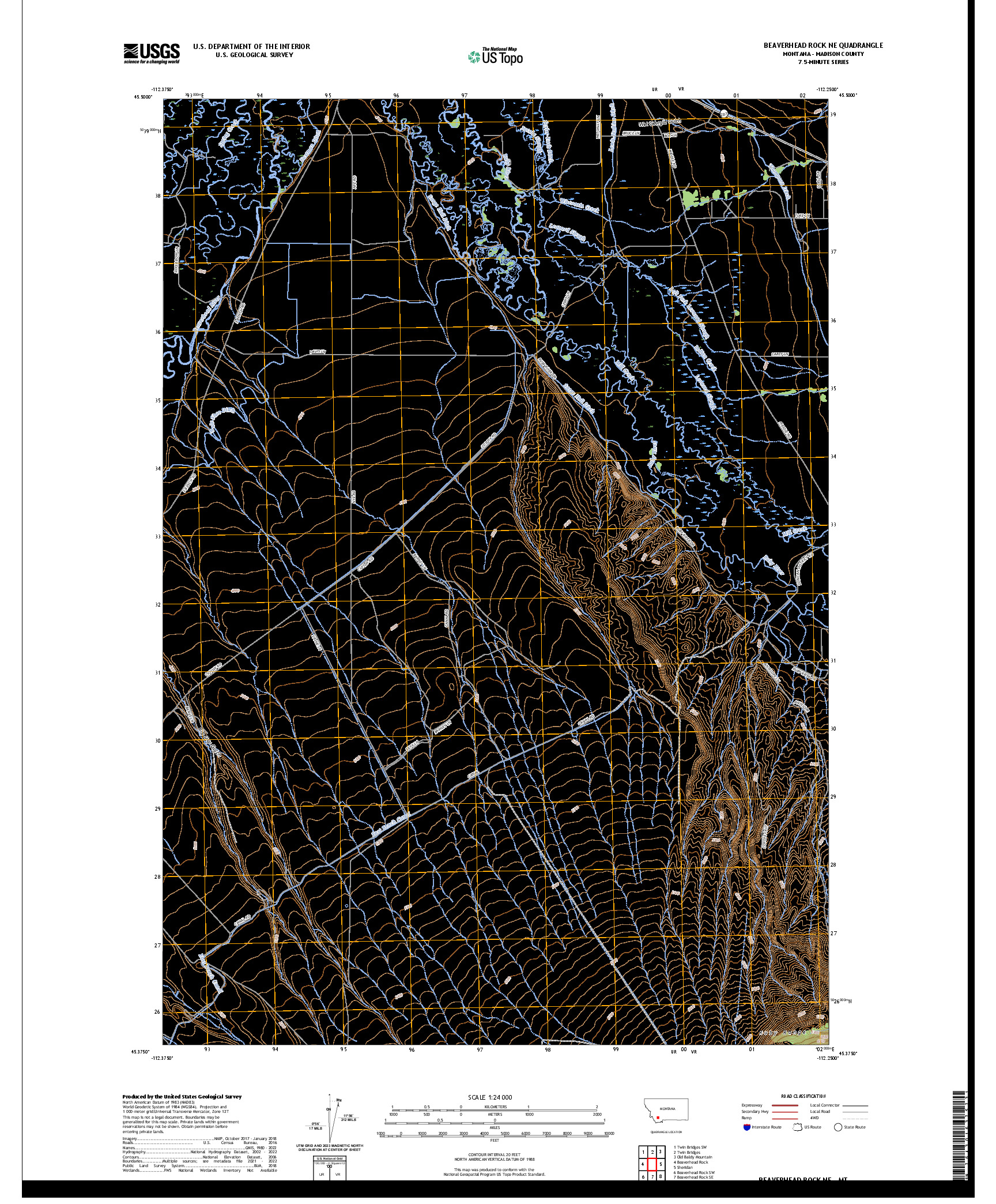 US TOPO 7.5-MINUTE MAP FOR BEAVERHEAD ROCK NE, MT