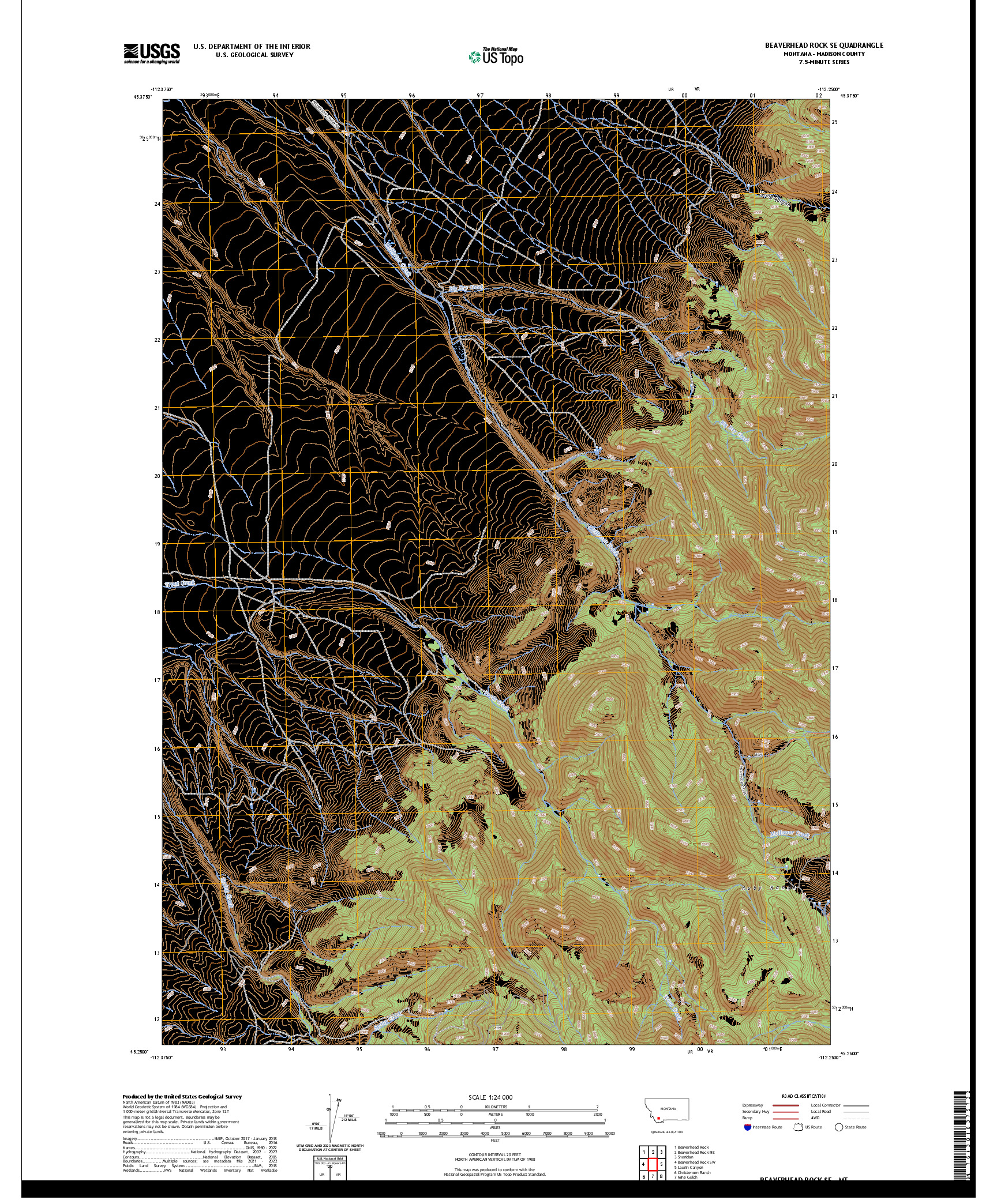 US TOPO 7.5-MINUTE MAP FOR BEAVERHEAD ROCK SE, MT