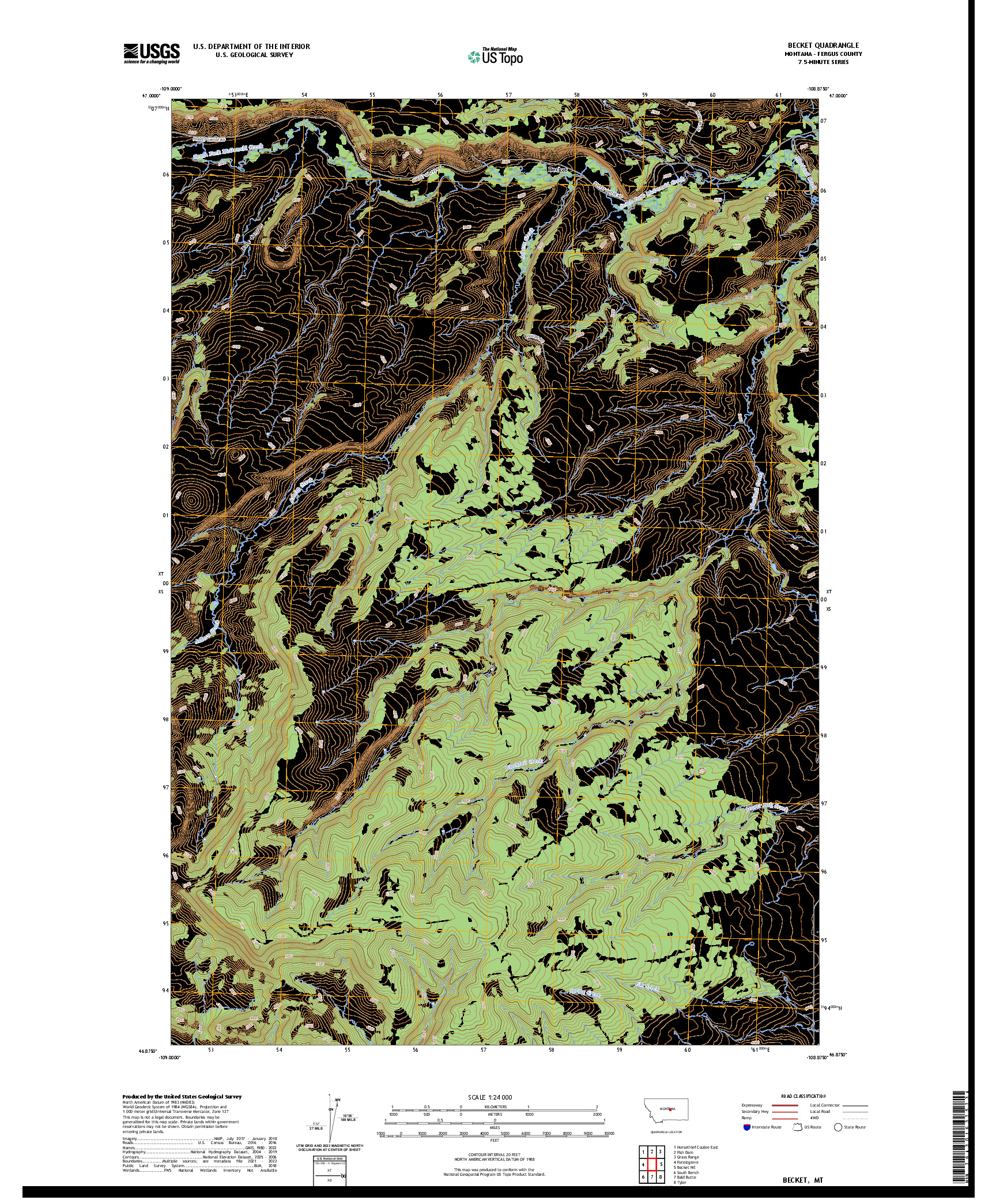US TOPO 7.5-MINUTE MAP FOR BECKET, MT