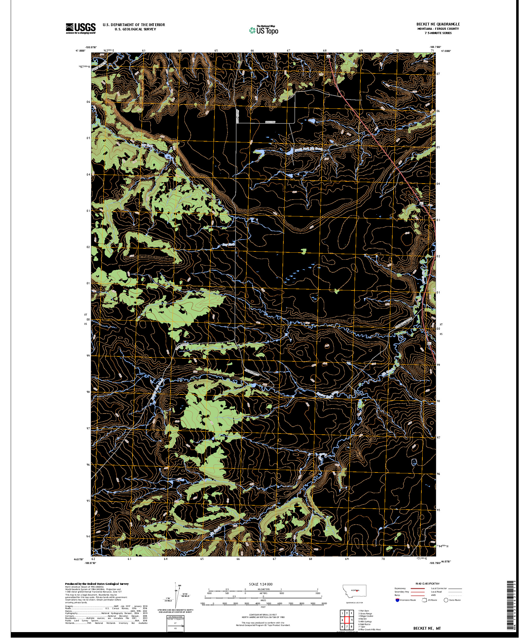 US TOPO 7.5-MINUTE MAP FOR BECKET NE, MT