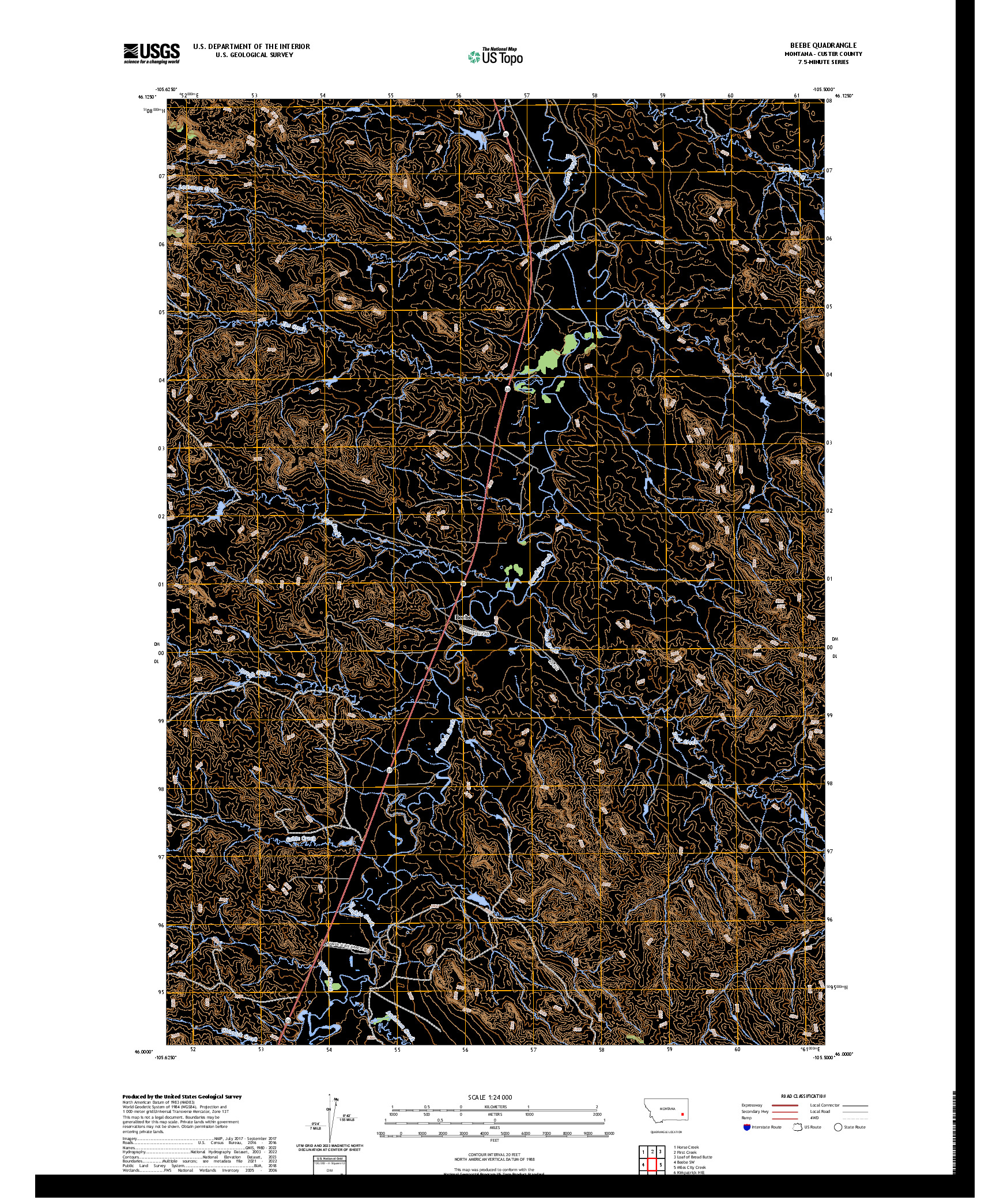US TOPO 7.5-MINUTE MAP FOR BEEBE, MT