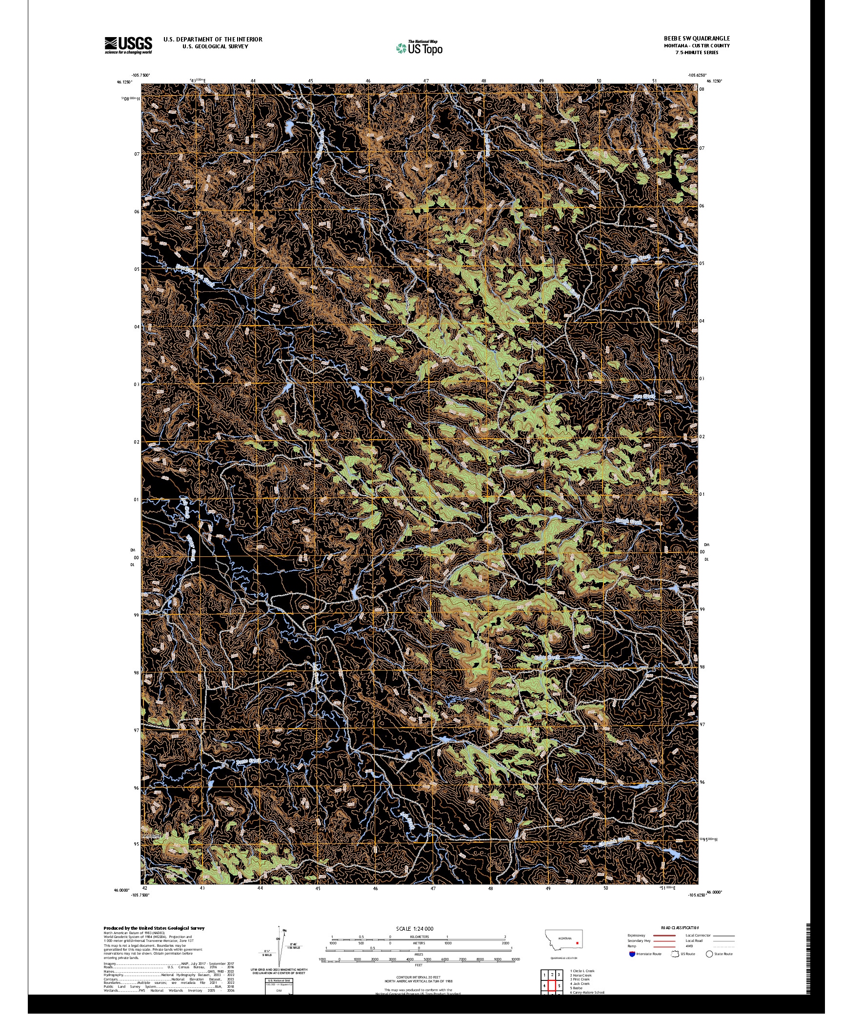 US TOPO 7.5-MINUTE MAP FOR BEEBE SW, MT