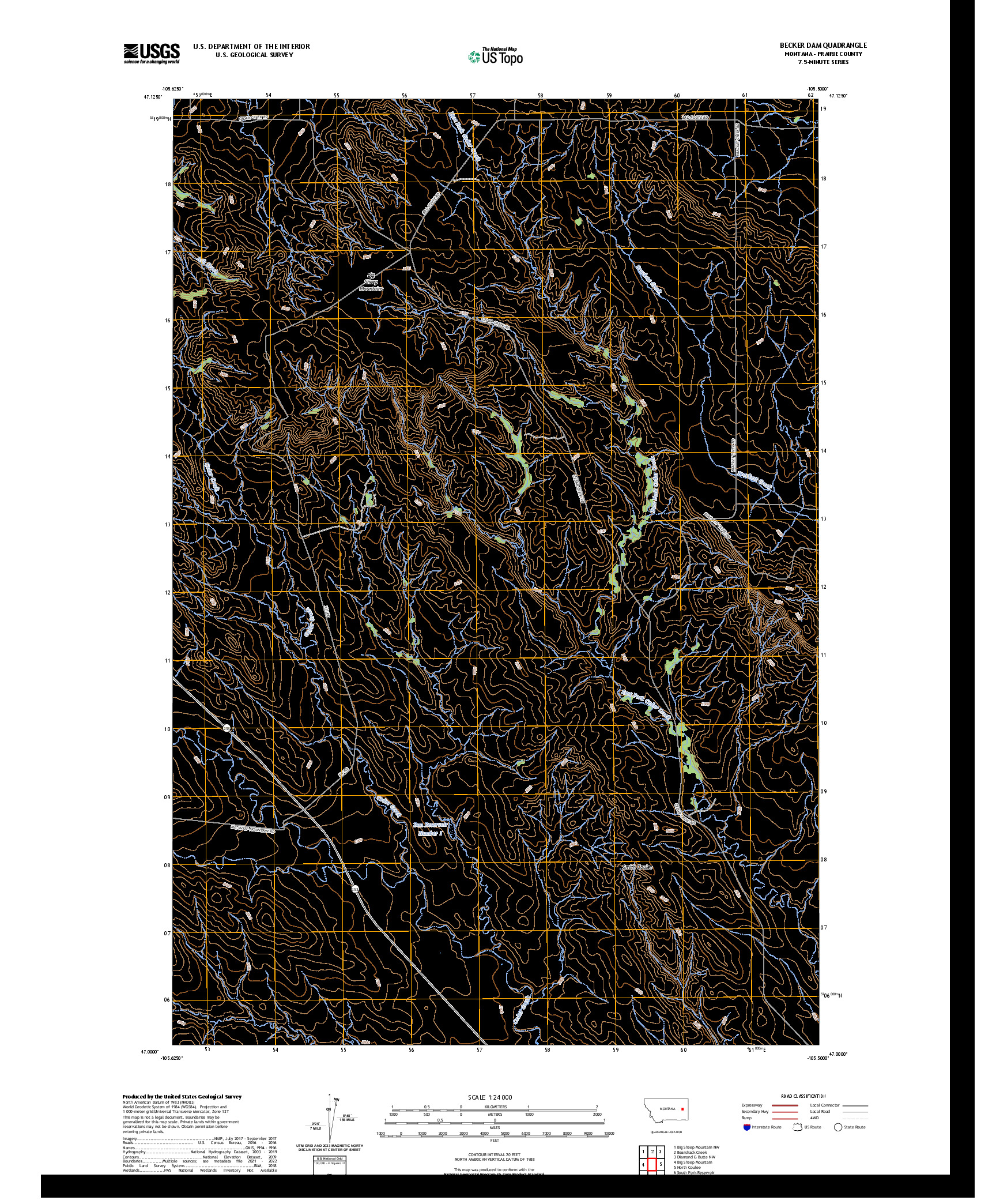 US TOPO 7.5-MINUTE MAP FOR BECKER DAM, MT