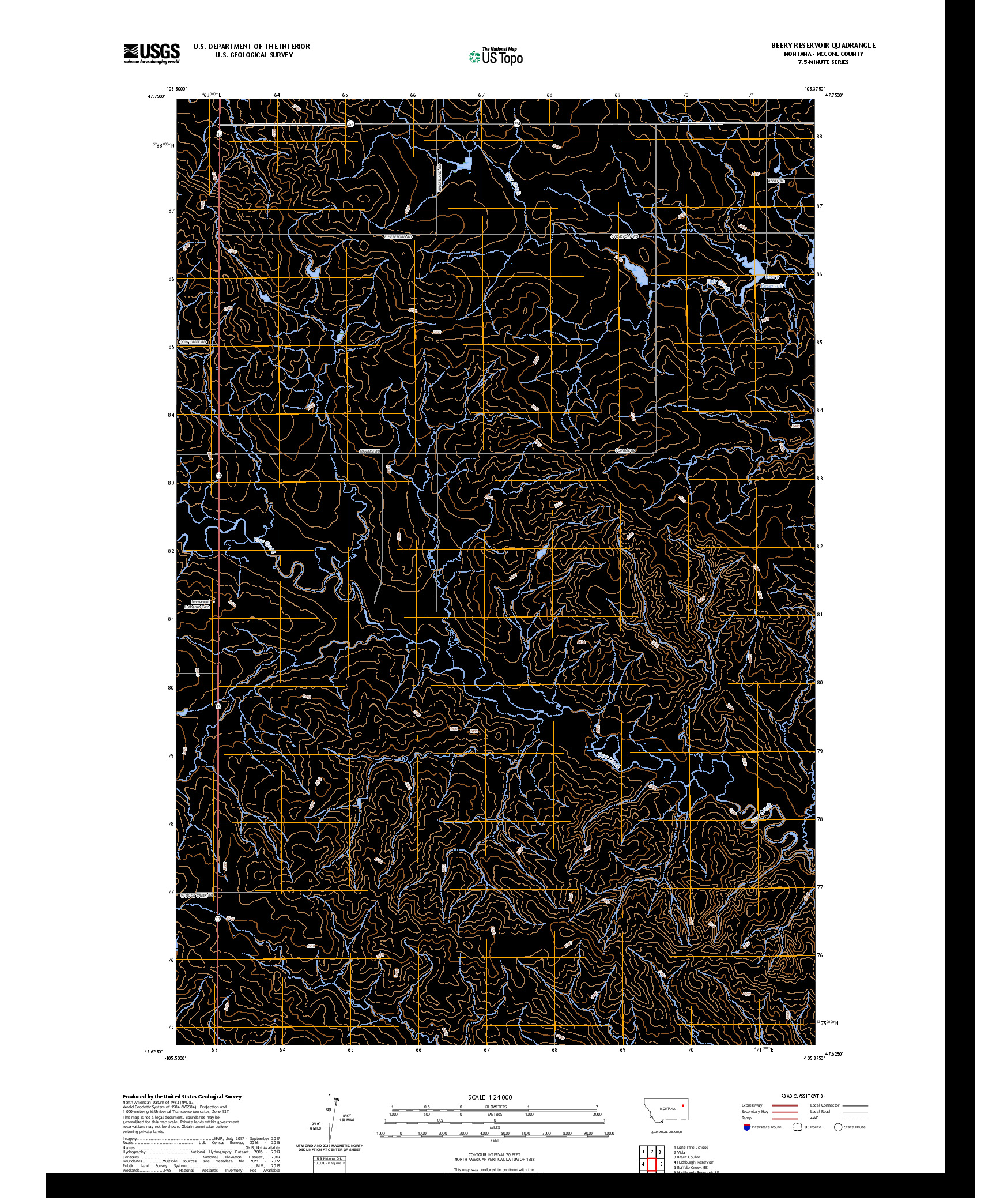 US TOPO 7.5-MINUTE MAP FOR BEERY RESERVOIR, MT