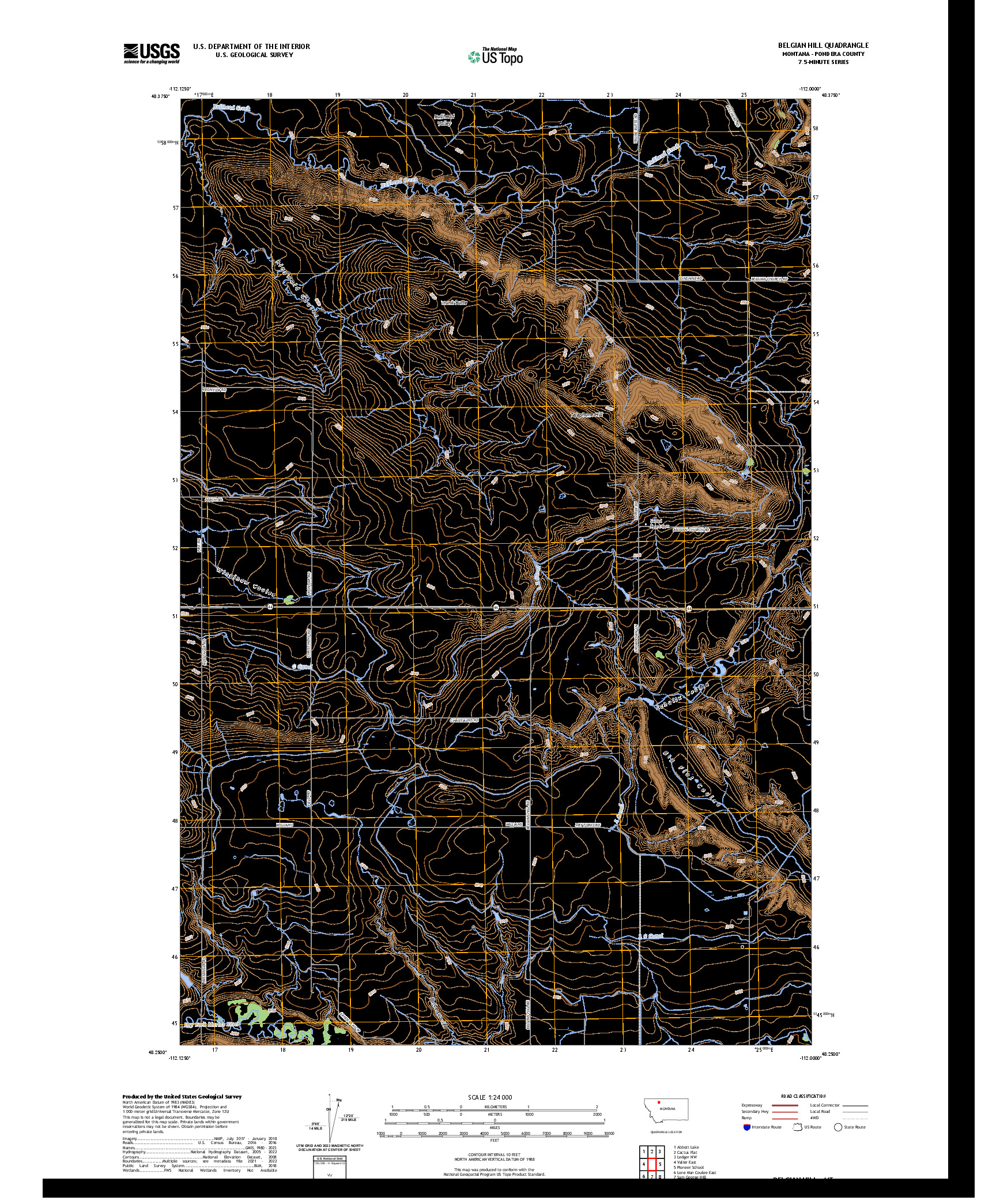 US TOPO 7.5-MINUTE MAP FOR BELGIAN HILL, MT
