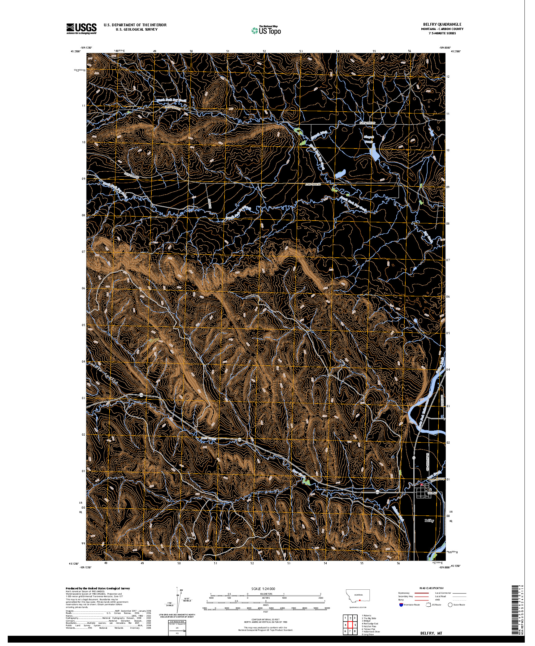 US TOPO 7.5-MINUTE MAP FOR BELFRY, MT