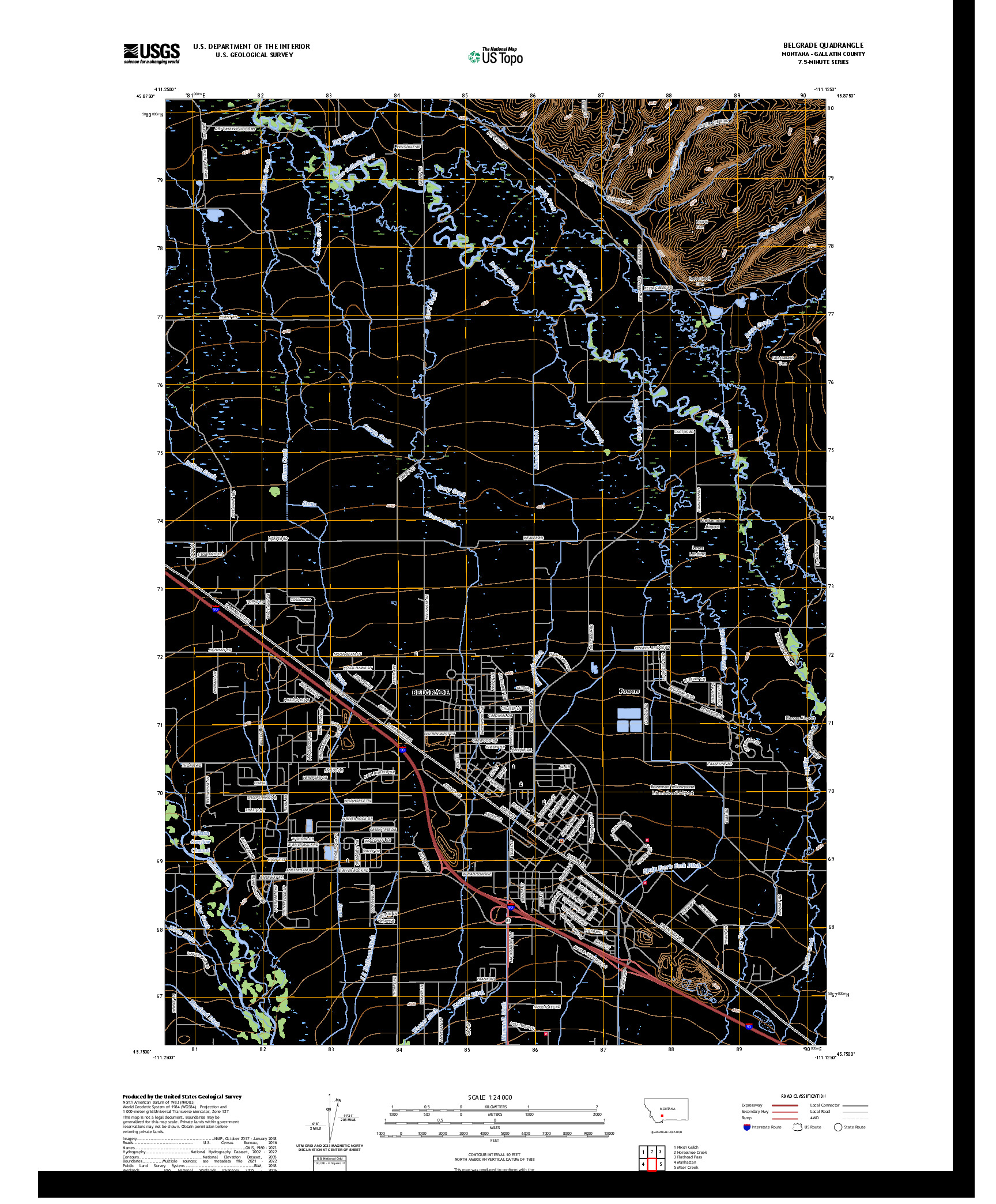US TOPO 7.5-MINUTE MAP FOR BELGRADE, MT