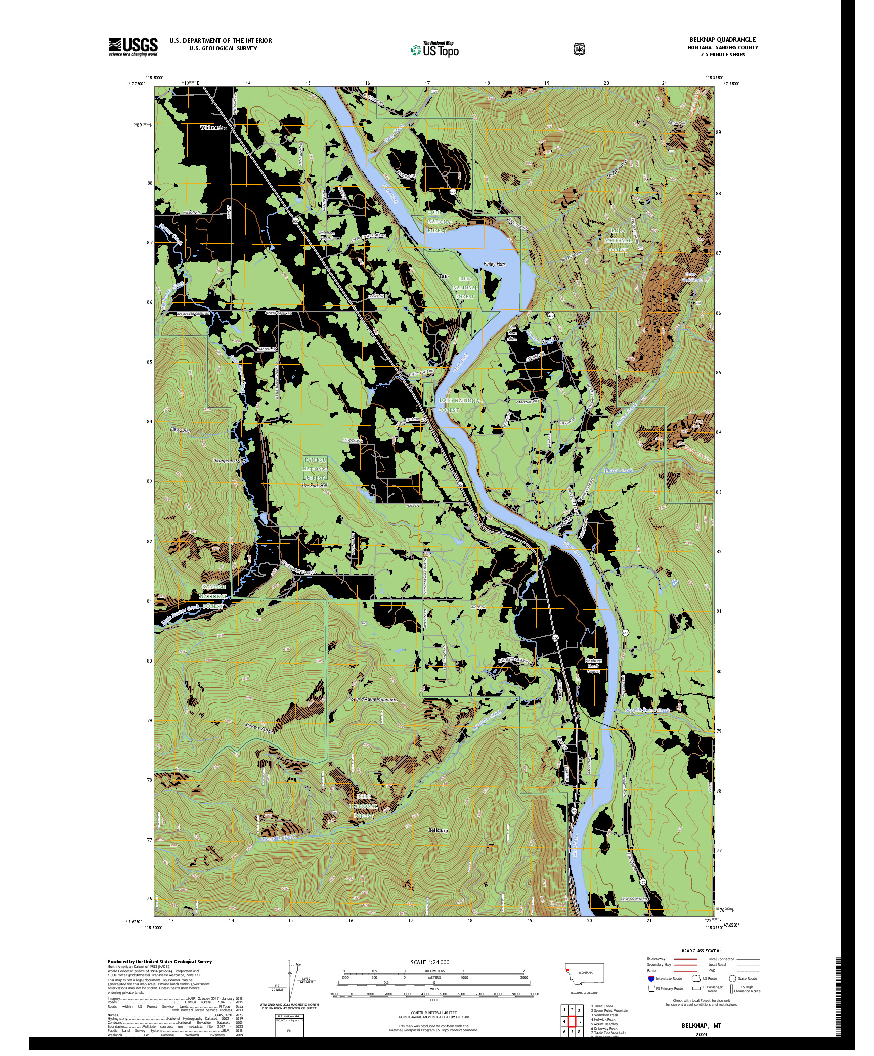 US TOPO 7.5-MINUTE MAP FOR BELKNAP, MT