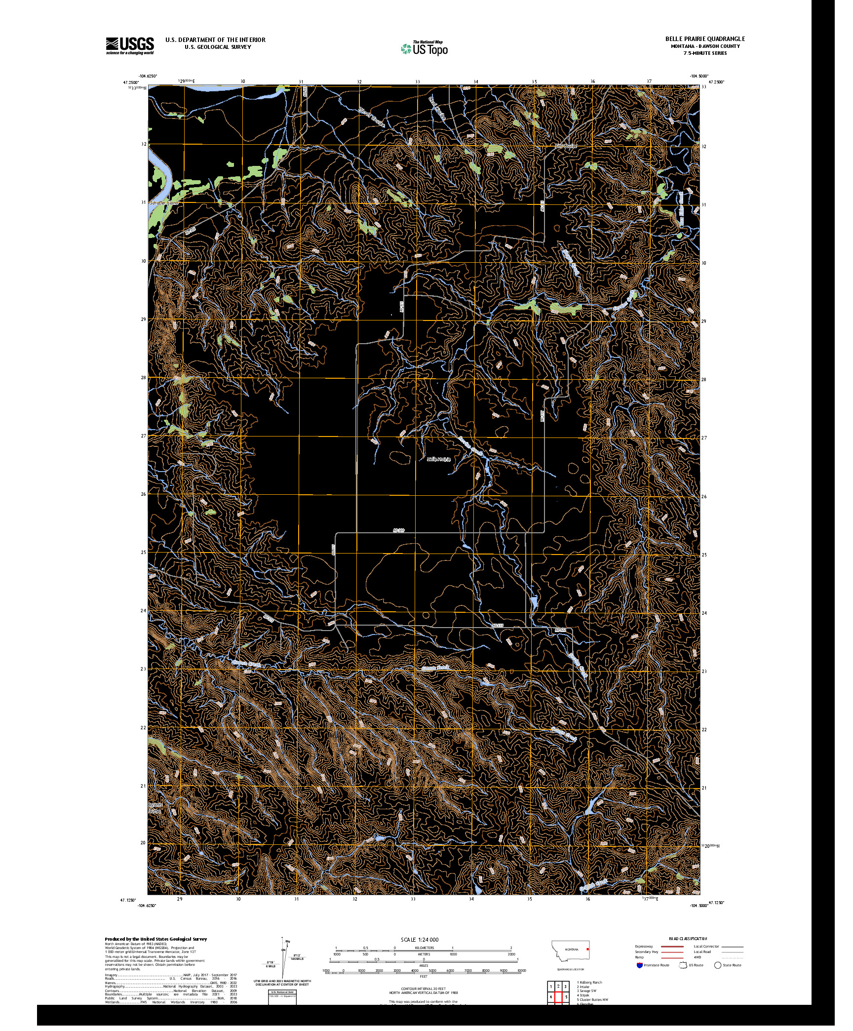 US TOPO 7.5-MINUTE MAP FOR BELLE PRAIRIE, MT