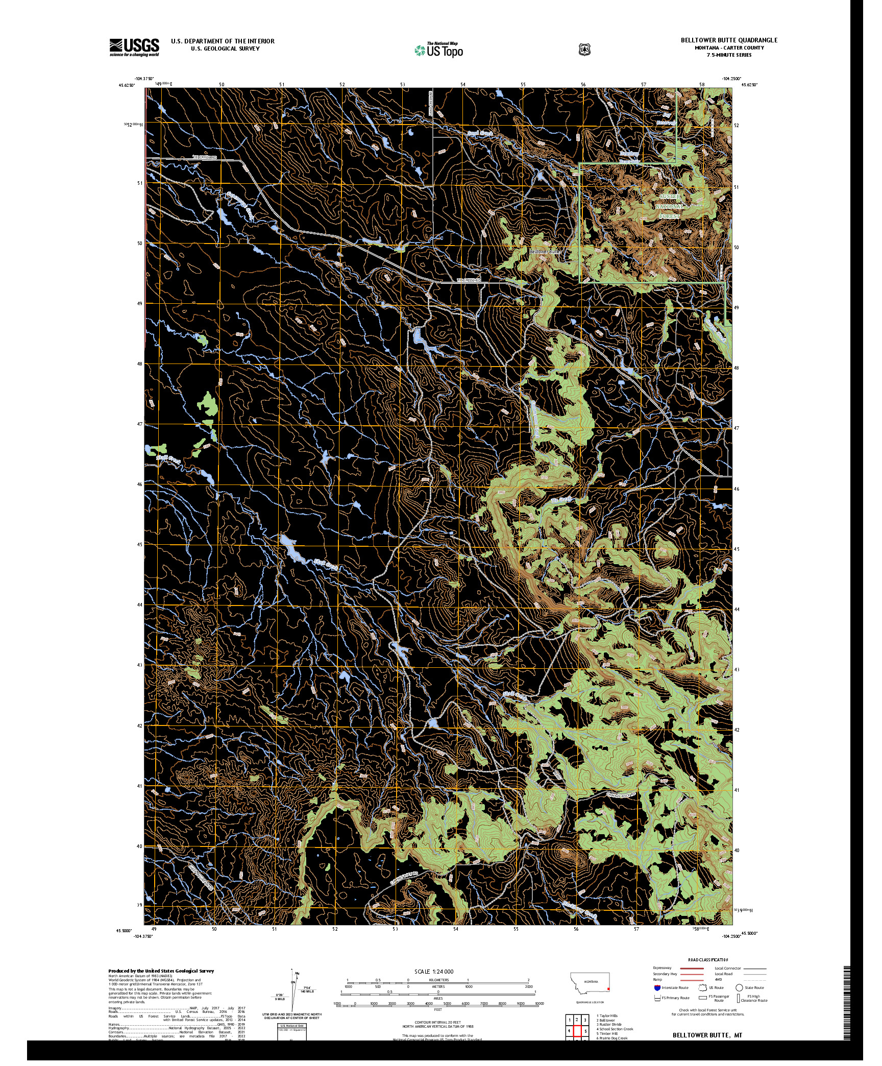 US TOPO 7.5-MINUTE MAP FOR BELLTOWER BUTTE, MT