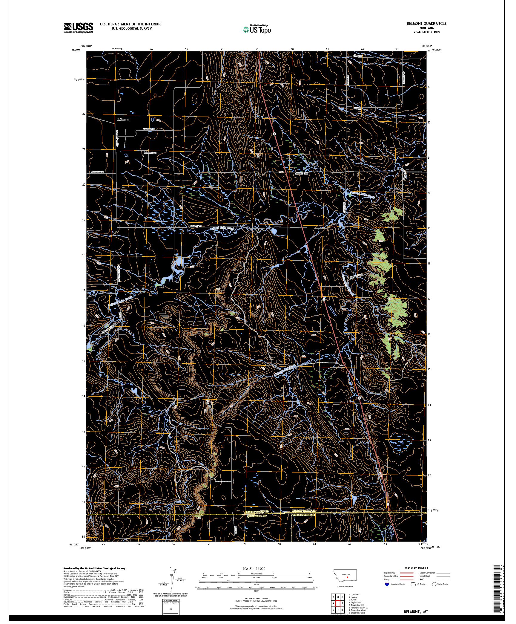 US TOPO 7.5-MINUTE MAP FOR BELMONT, MT