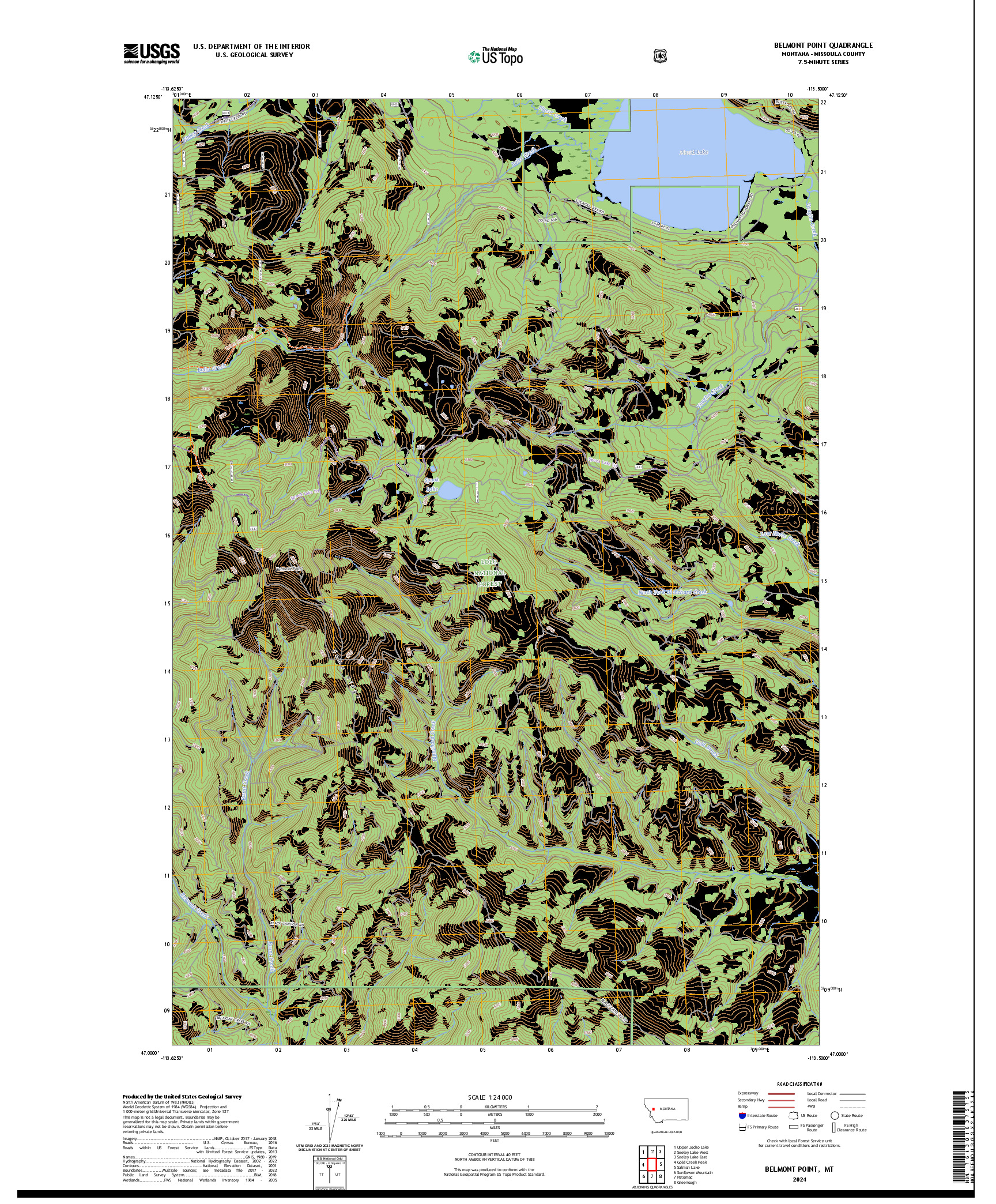 US TOPO 7.5-MINUTE MAP FOR BELMONT POINT, MT