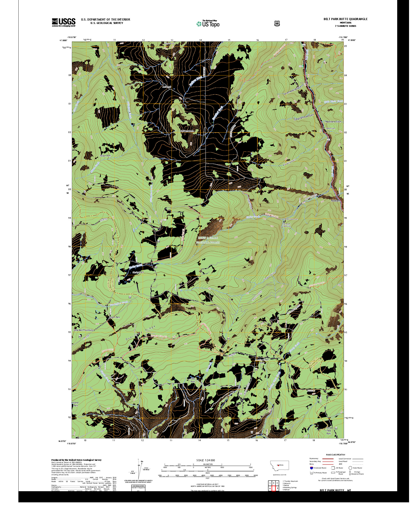 US TOPO 7.5-MINUTE MAP FOR BELT PARK BUTTE, MT