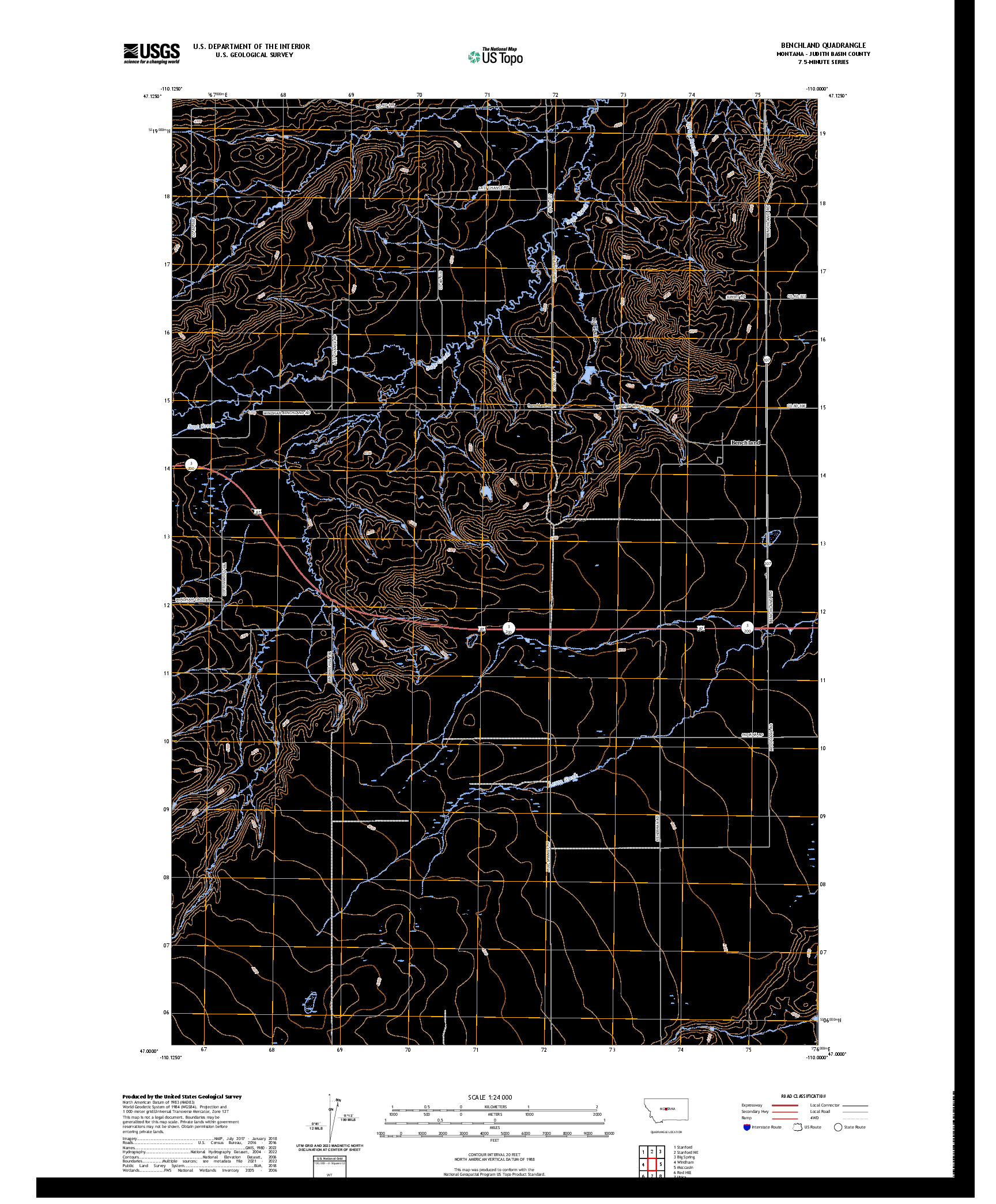 US TOPO 7.5-MINUTE MAP FOR BENCHLAND, MT