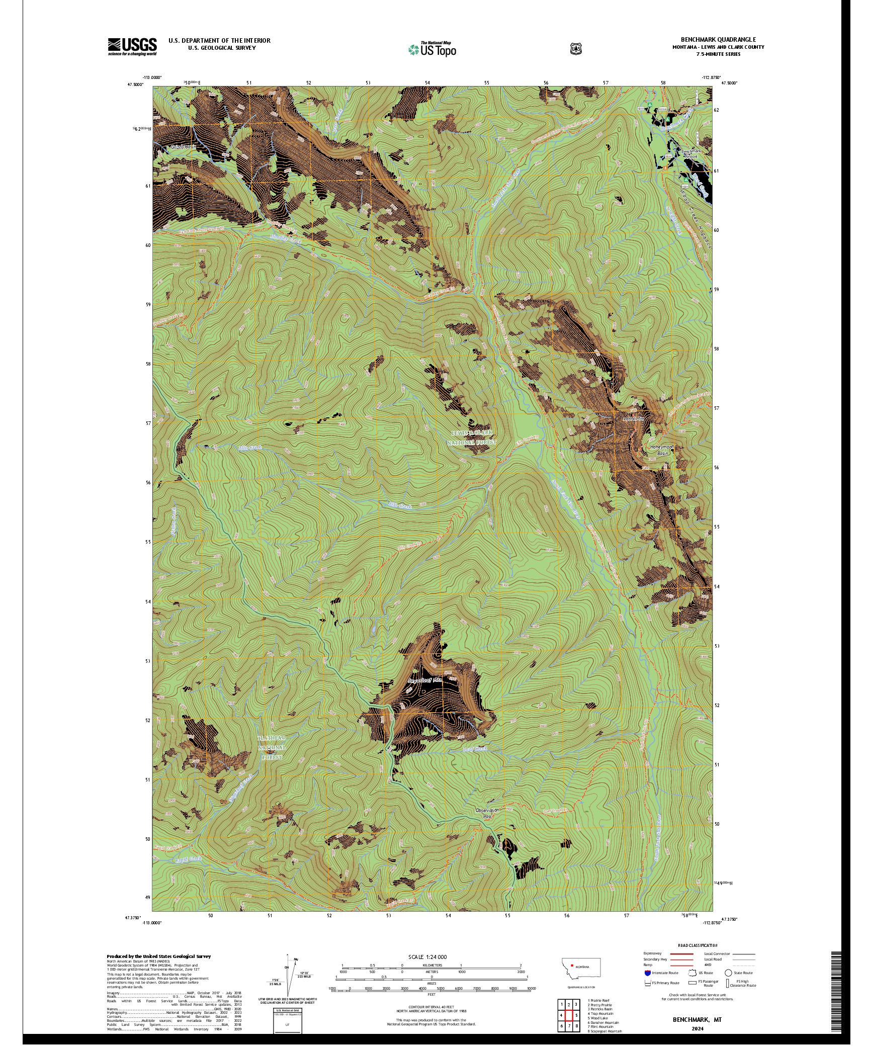 US TOPO 7.5-MINUTE MAP FOR BENCHMARK, MT