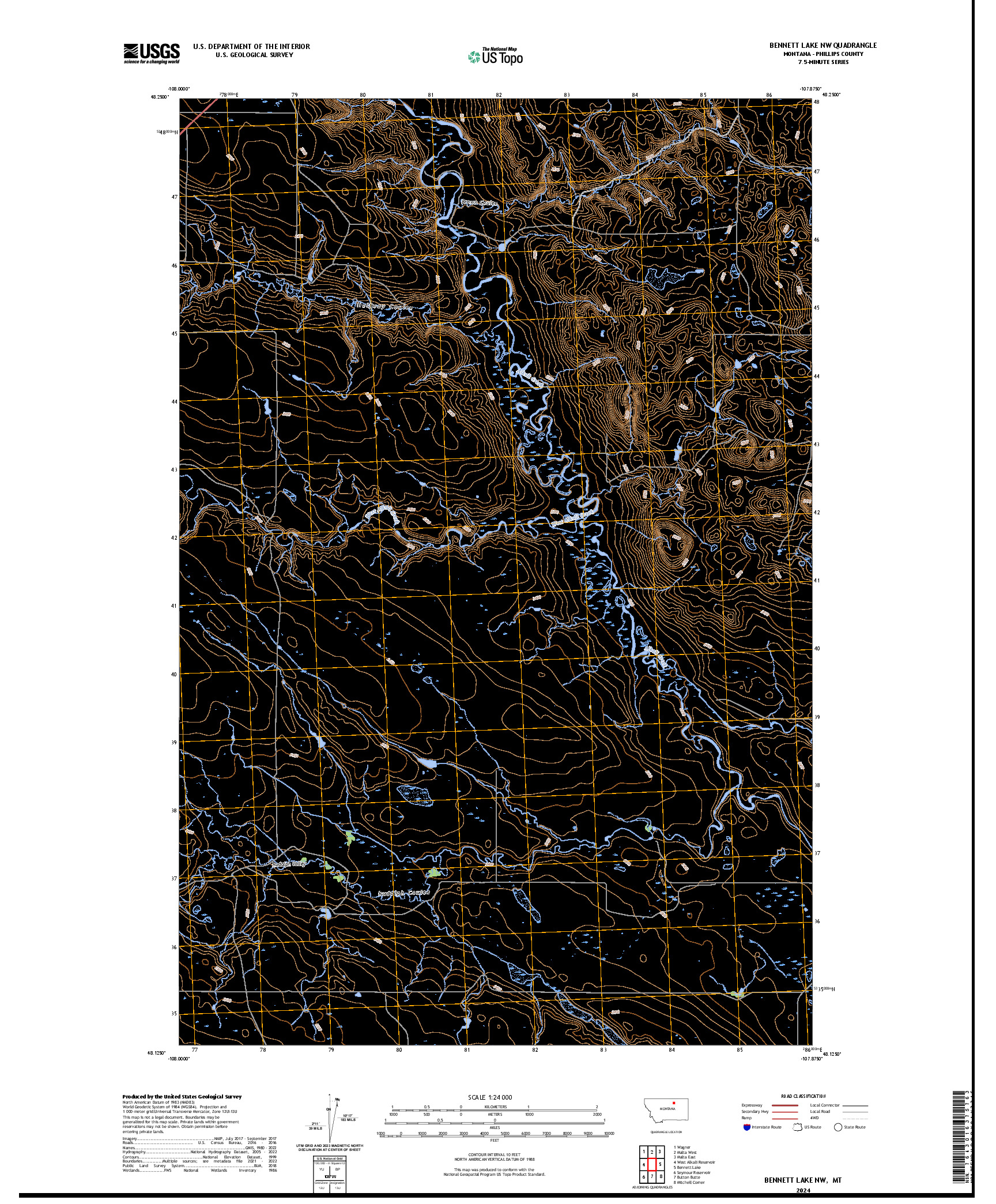 US TOPO 7.5-MINUTE MAP FOR BENNETT LAKE NW, MT