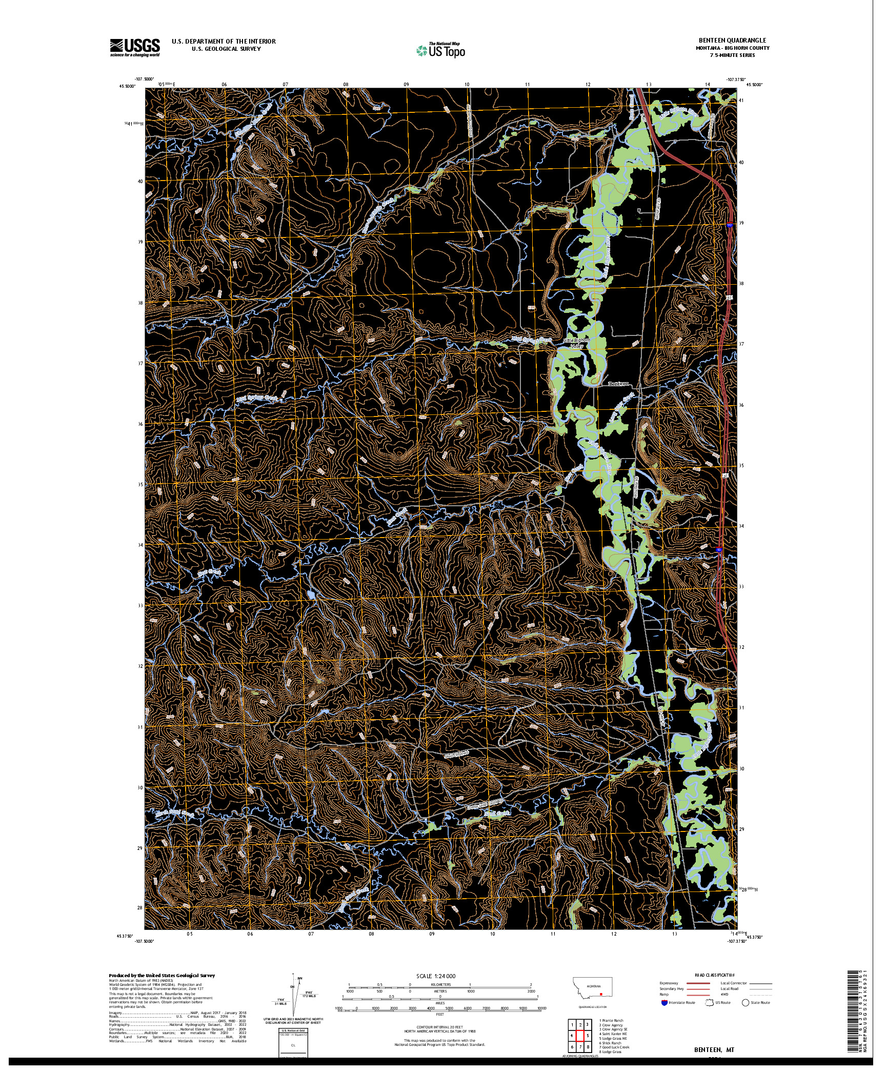 US TOPO 7.5-MINUTE MAP FOR BENTEEN, MT