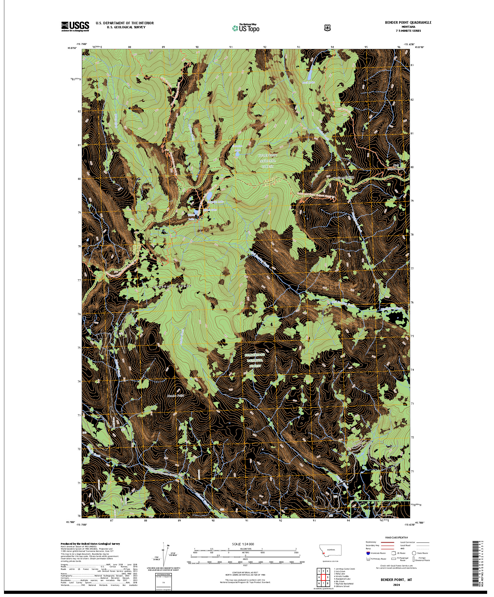 US TOPO 7.5-MINUTE MAP FOR BENDER POINT, MT