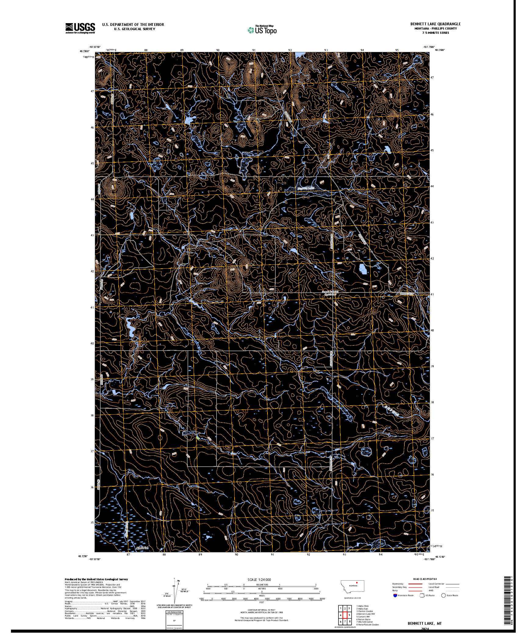 US TOPO 7.5-MINUTE MAP FOR BENNETT LAKE, MT