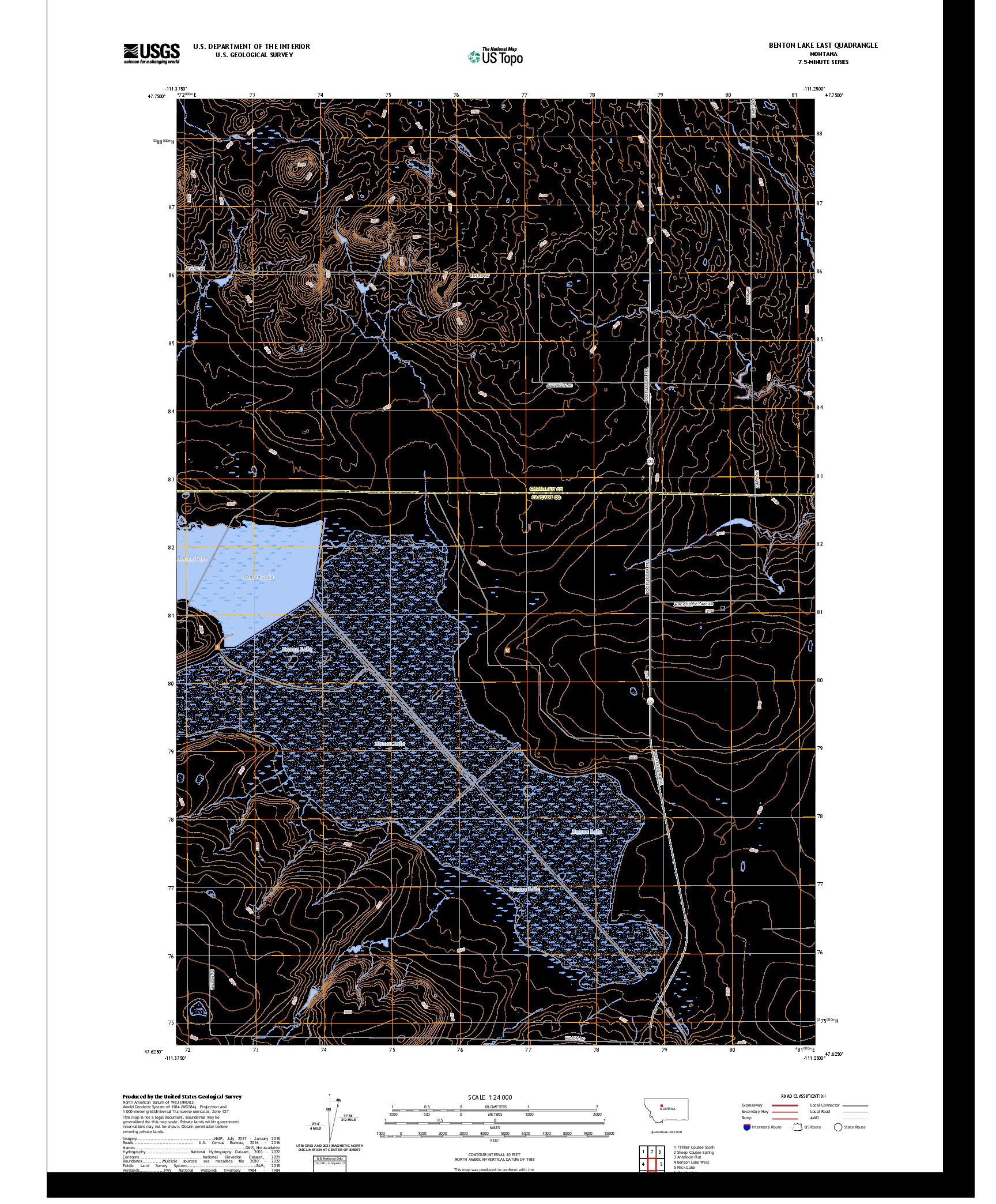 US TOPO 7.5-MINUTE MAP FOR BENTON LAKE EAST, MT