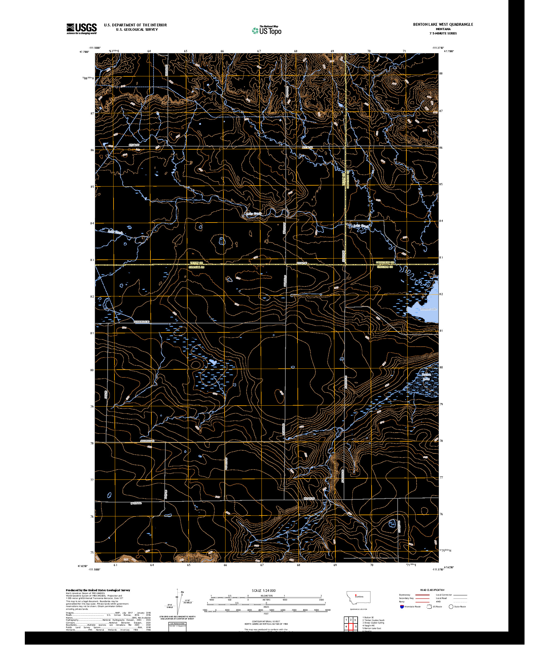 US TOPO 7.5-MINUTE MAP FOR BENTON LAKE WEST, MT