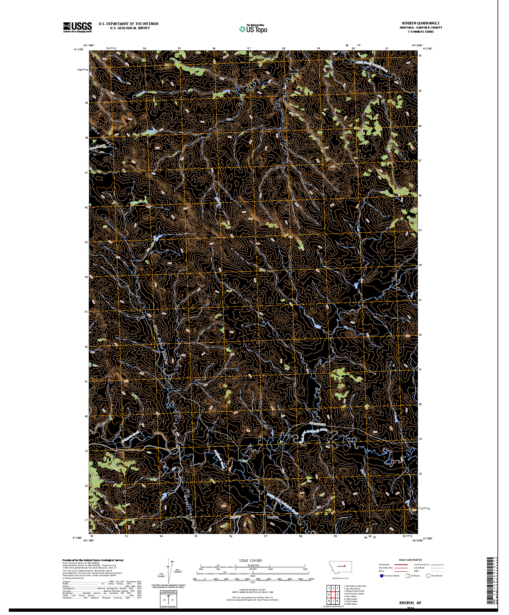 US TOPO 7.5-MINUTE MAP FOR BENZIEN, MT